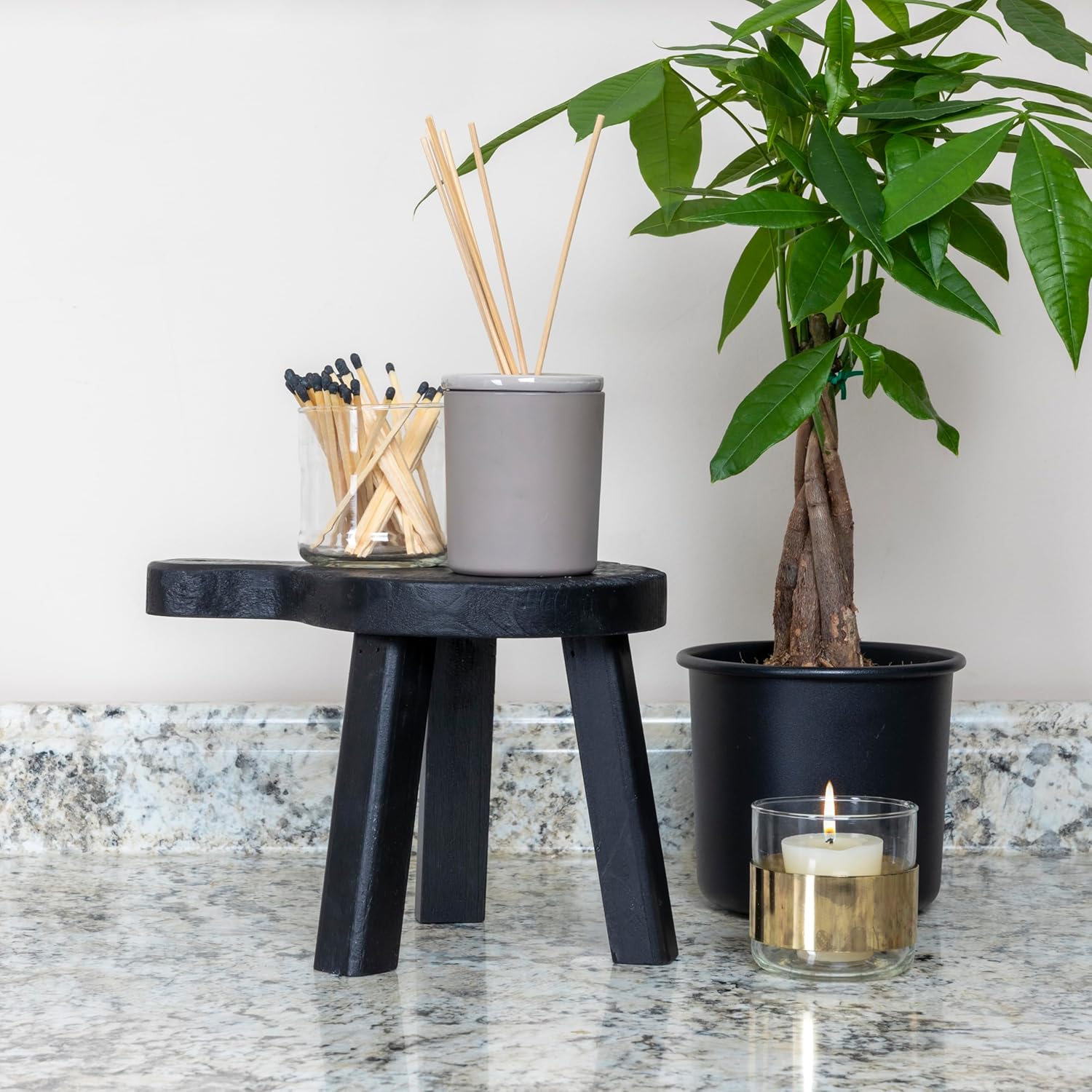 Creative Co-Op Decorative Smooth Wood Pedestal Black