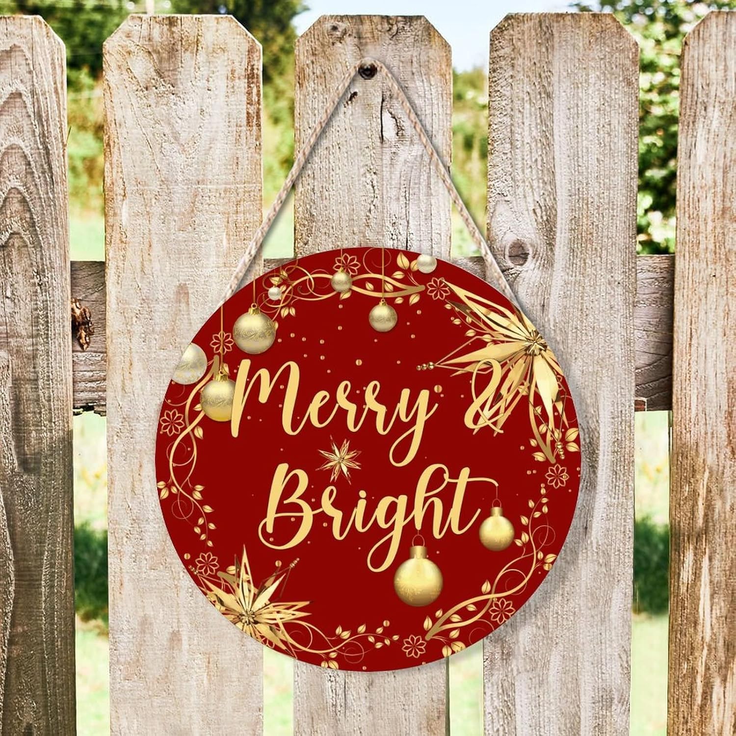 Farmhouse Door Hanger Christmas Gold Wreath Decoration