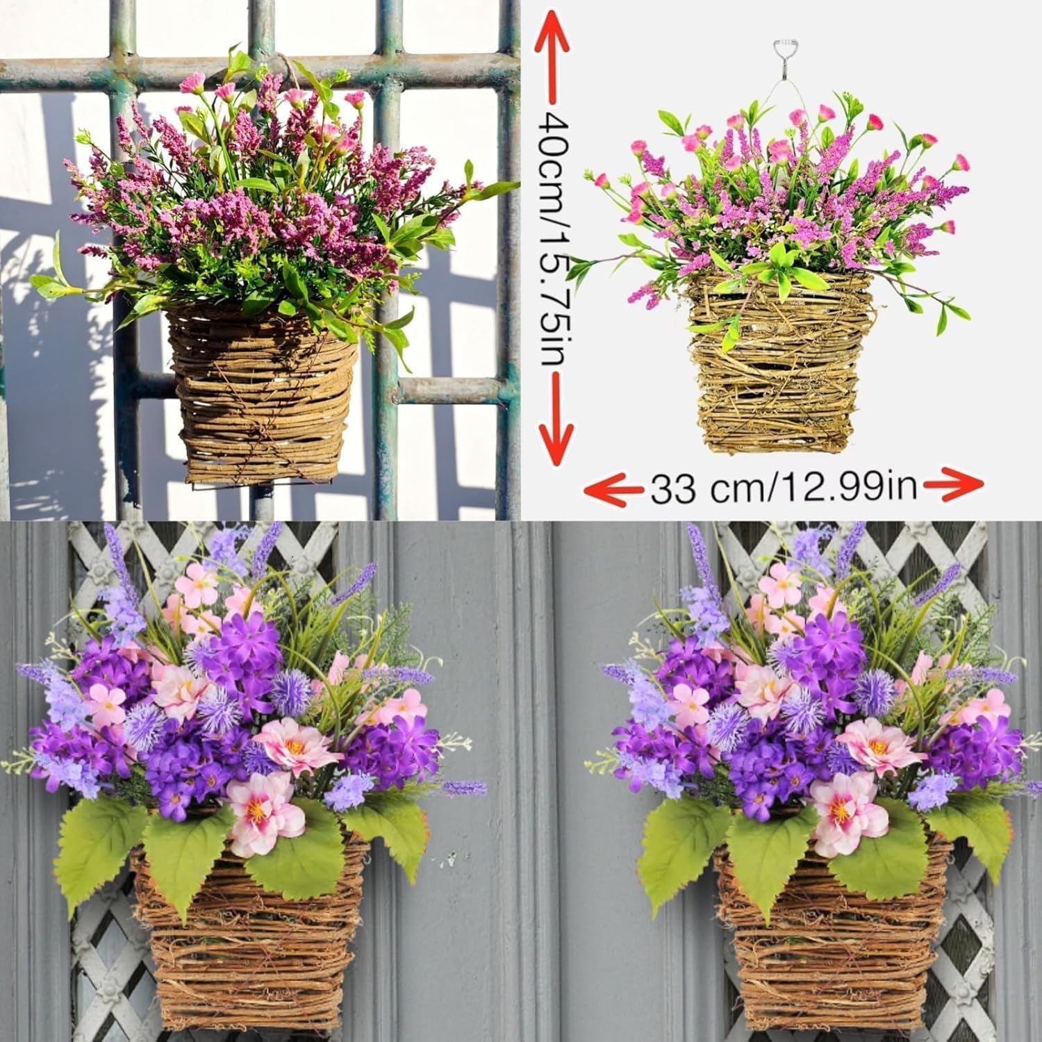 Manutox Hydrangea Door Wreath Basket Decor