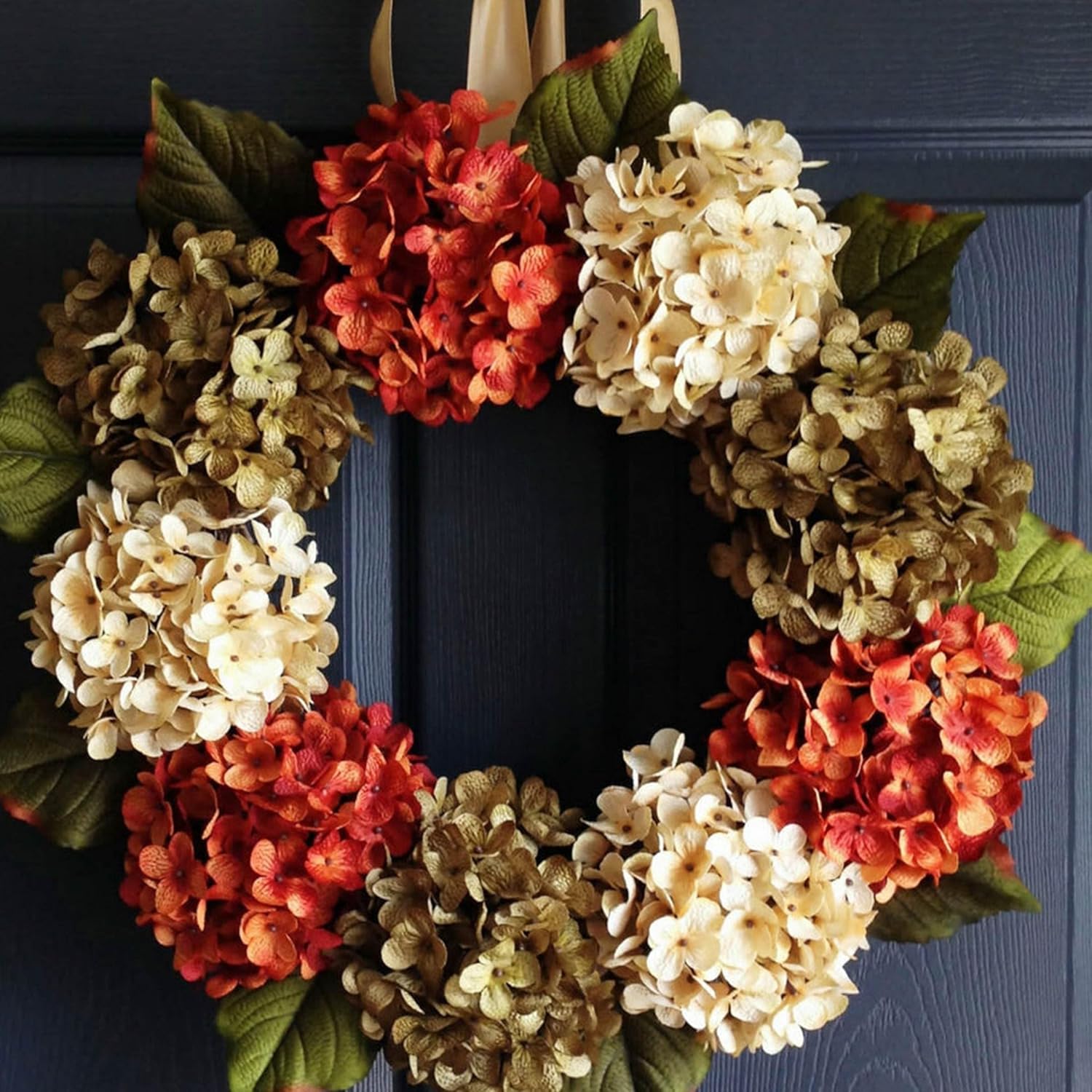 20 Inch Autumn Door Wreath with Leaves and Berries