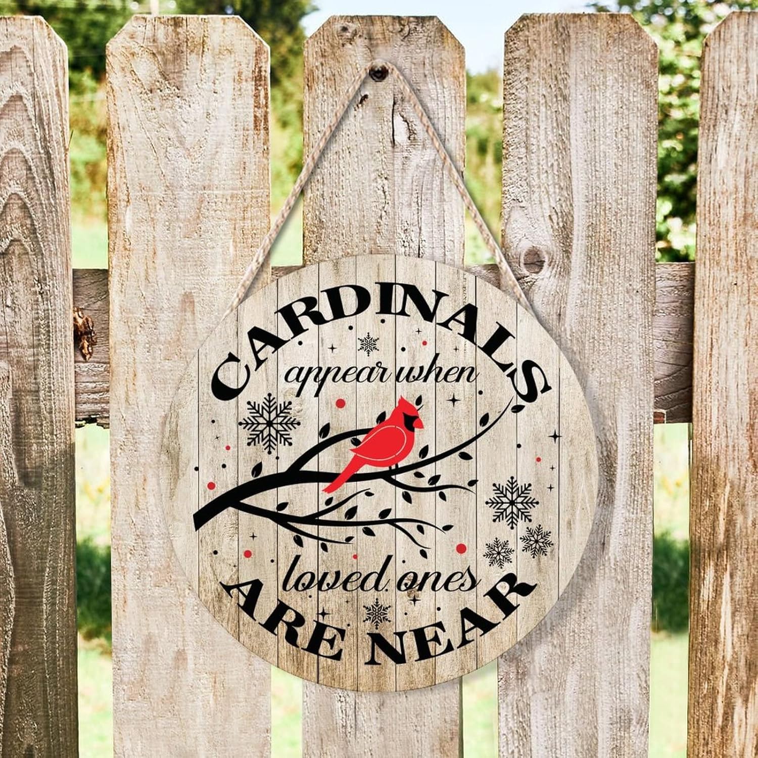 Farmhouse Front Door Hanger with Red Birds Wood Sign