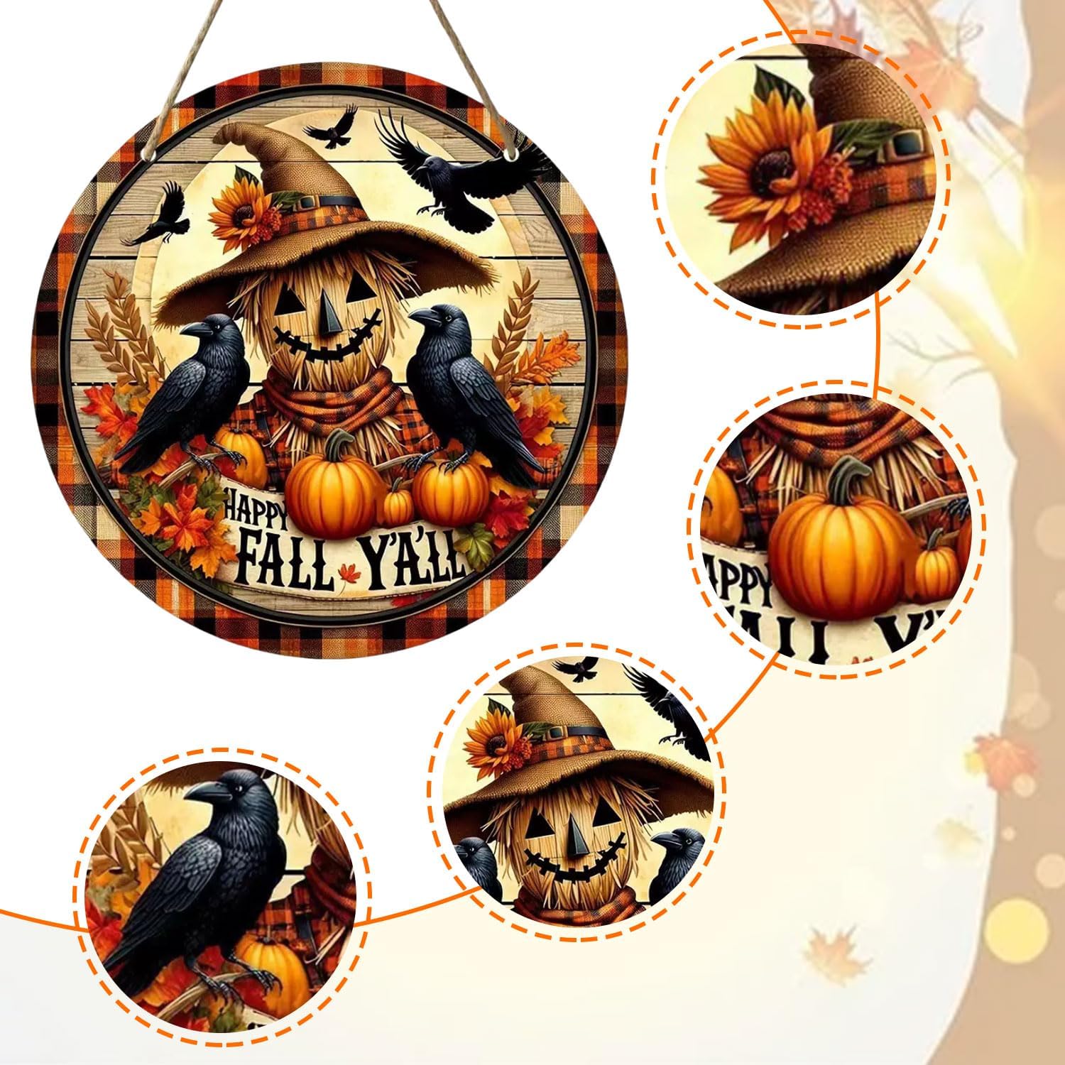 12 Inch Crow Wreath Halloween Door Decor
