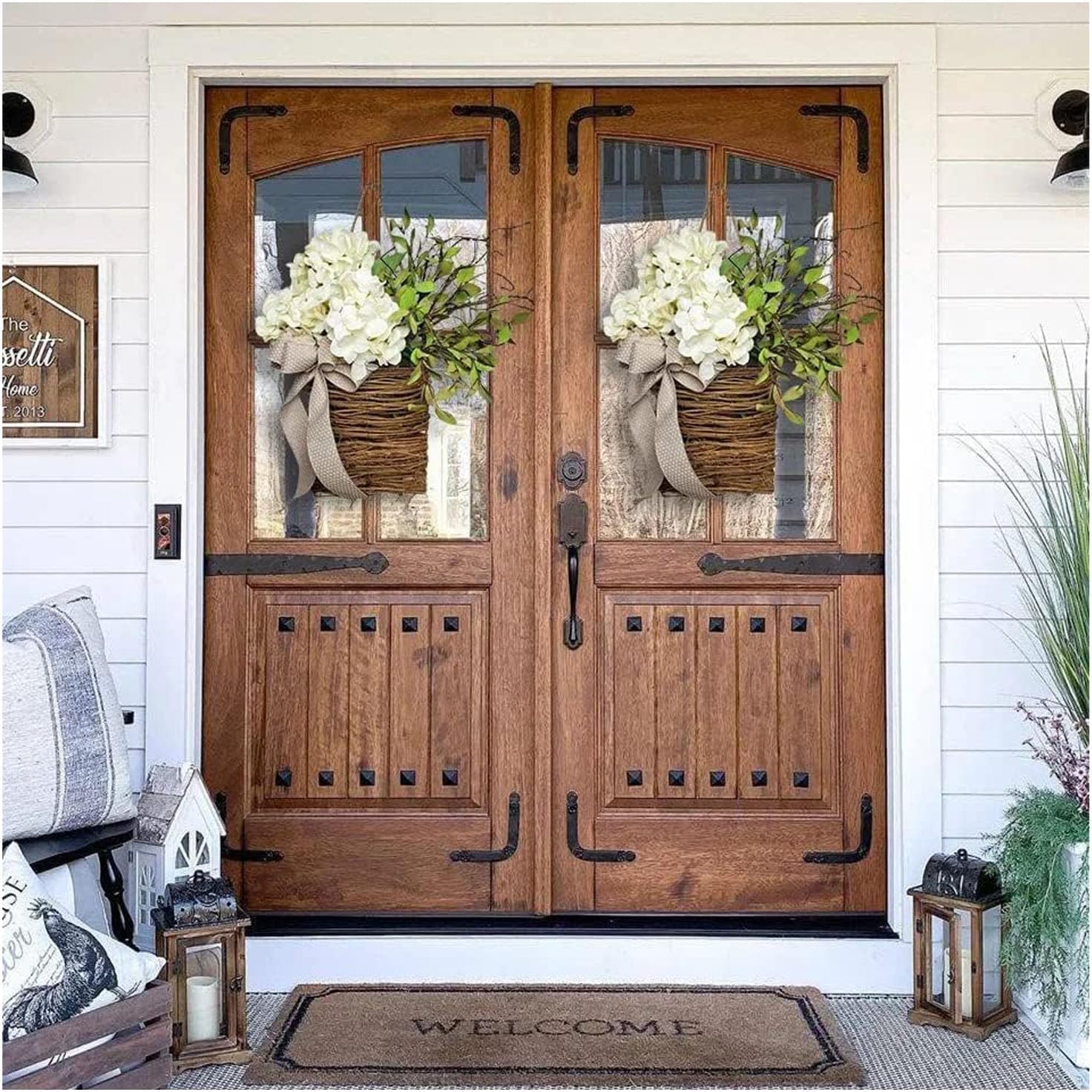 Manutox Hydrangea Door Wreath Basket Decor