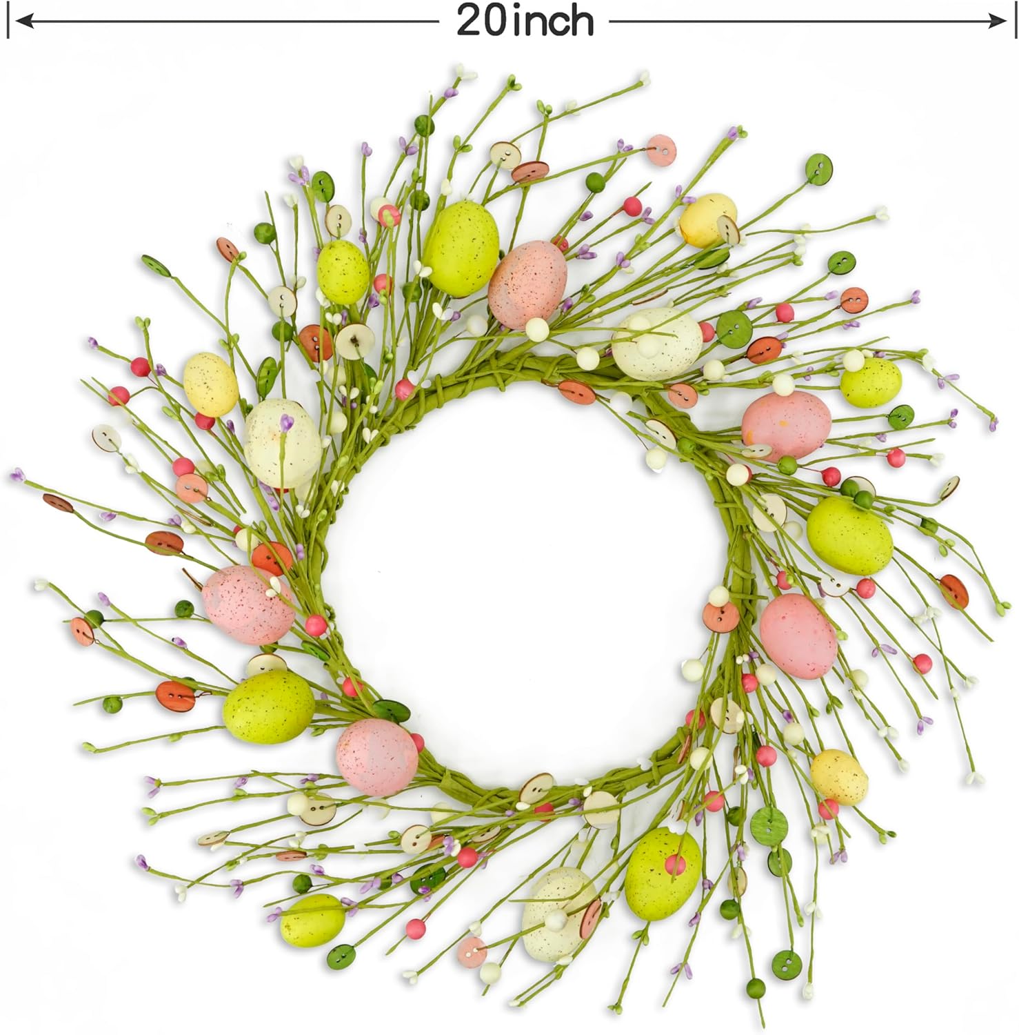 Adjustable Easter Wreath with Colorful Eggs and Berries