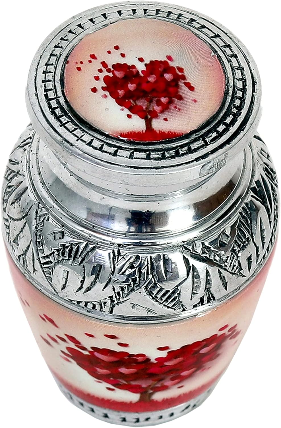 HLC Red Heart Cremation Urn - Mini Keepsake Urn with Velvet Box