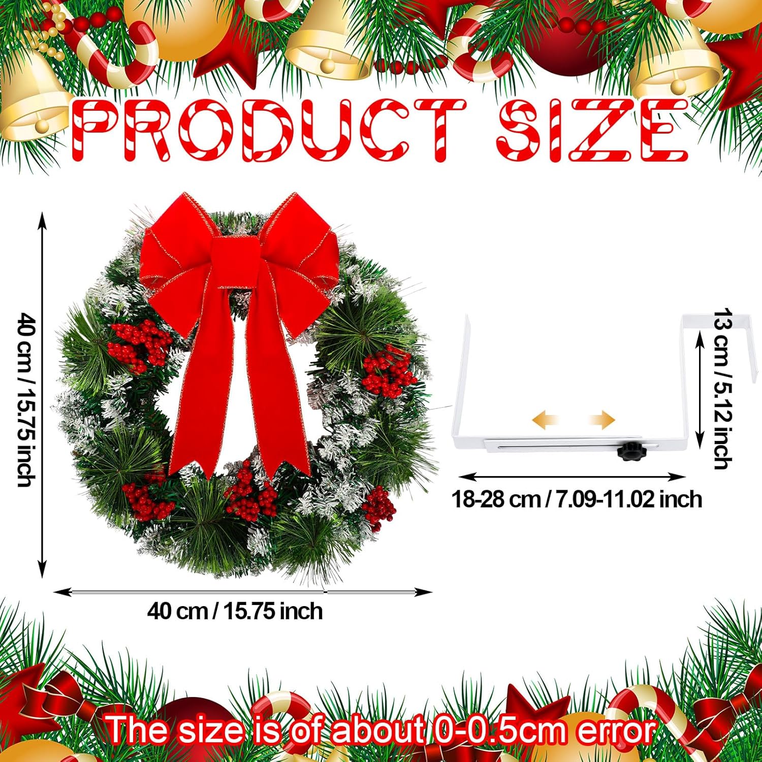 Hotop 2 Pcs Christmas Headstone Wreath Hanger Set