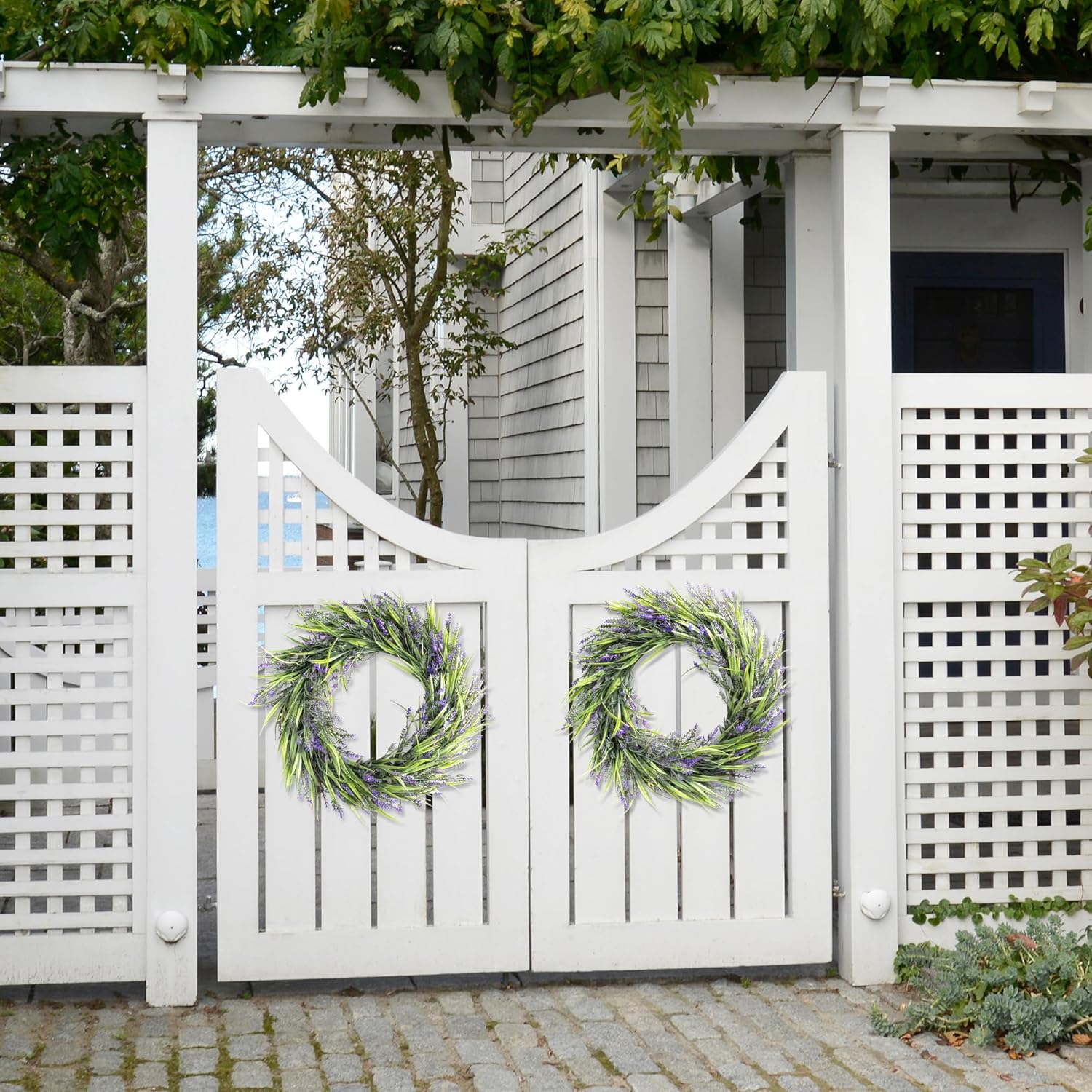 Lavender Wreath Front Door 16 Inch Artificial Farmhouse Decor