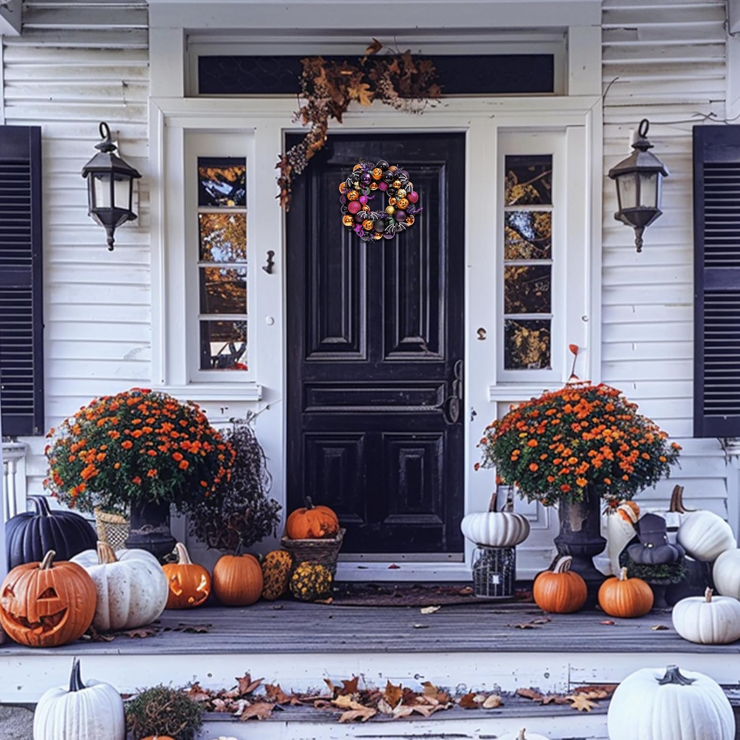 Valery Madelyn Pre-Lit Pumpkin Ball Wreath 12 Inch