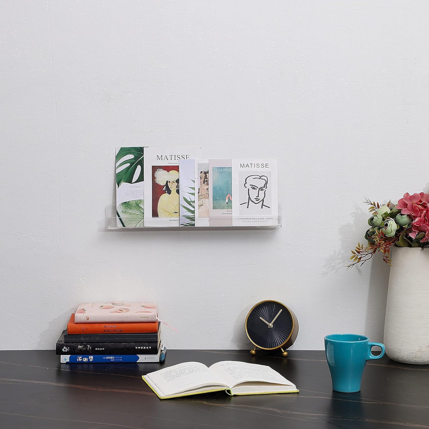 Cq Acrylic Invisible Clear Floating Bookshelf - 15 Wall Display Shelf Pack of 6