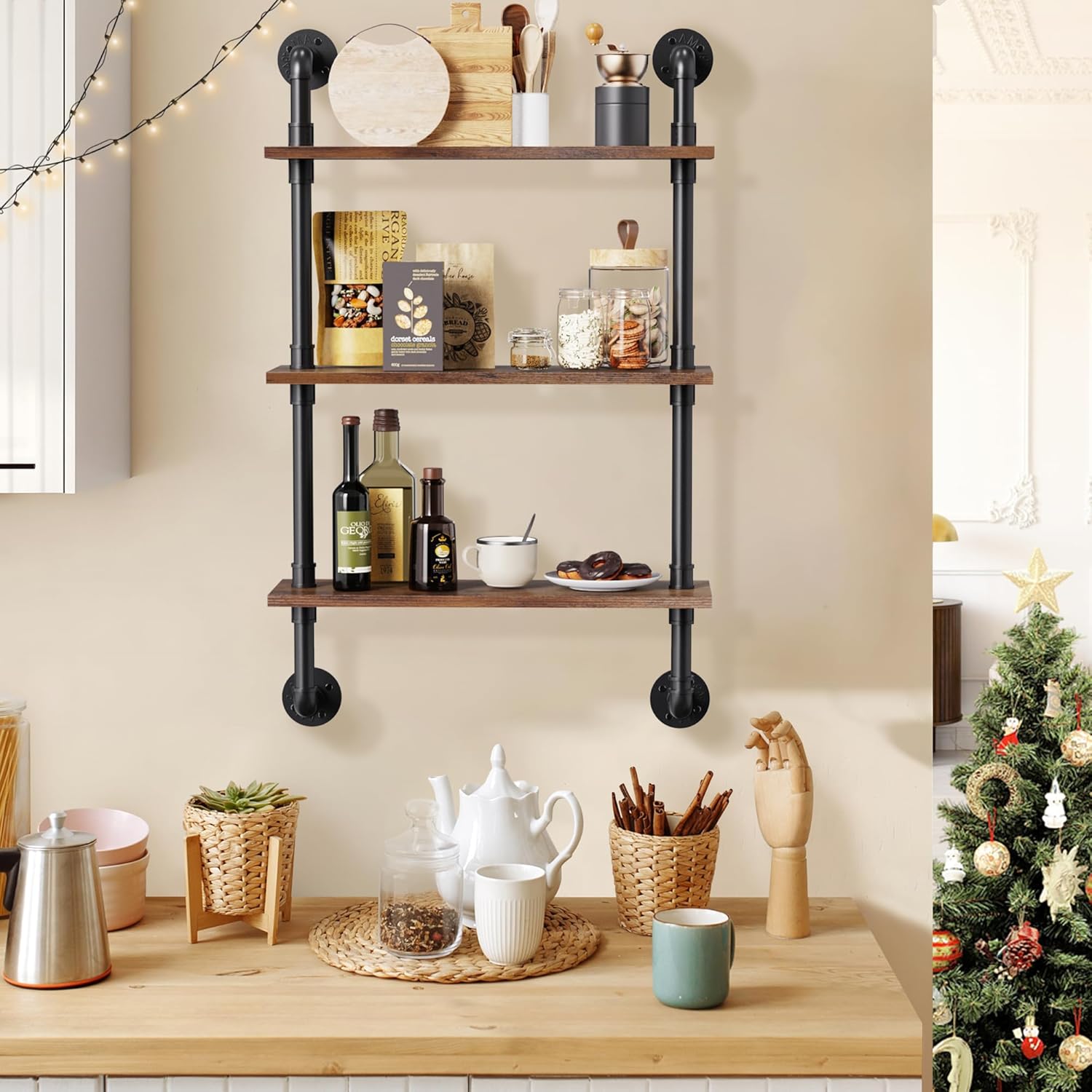 Merapi 24 Inch Industrial Floating Shelves 3 Tier