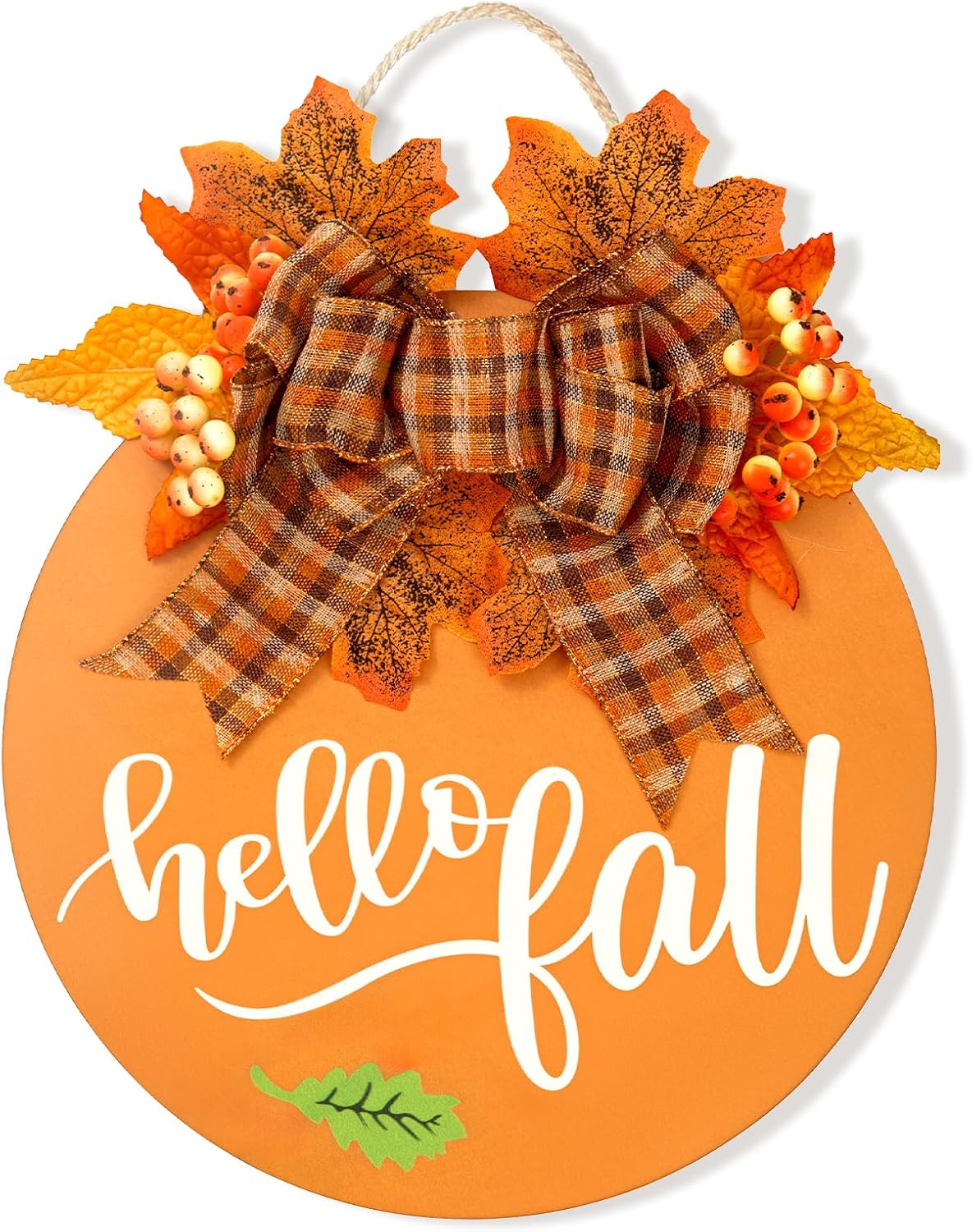 Hello Fall Wreath for Front Door 12 Inch