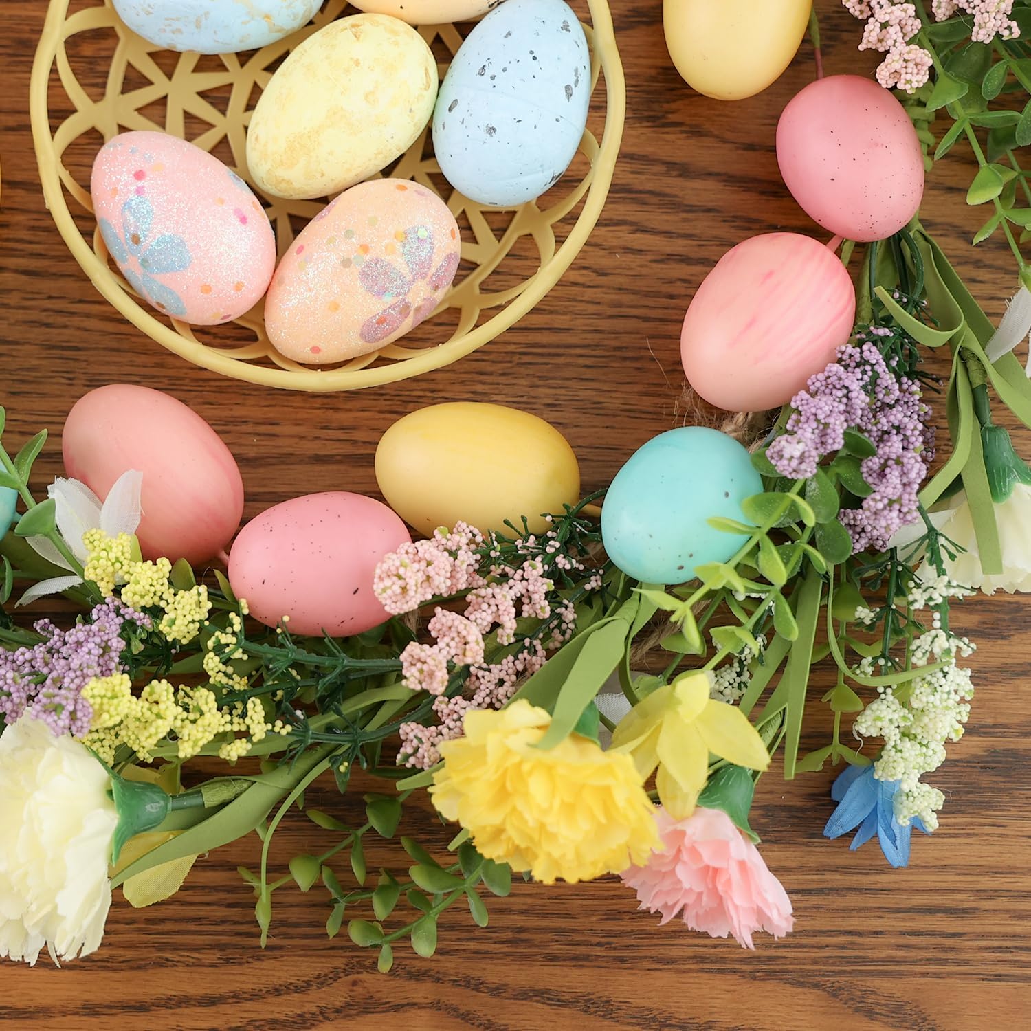 16 Inch Easter Wreath with Eggs and Flowers