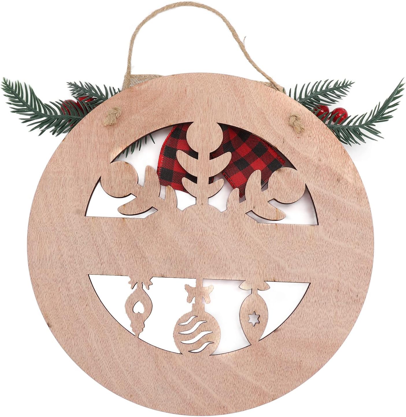 Hollowed Christmas Porch Sign Wooden Door Decor