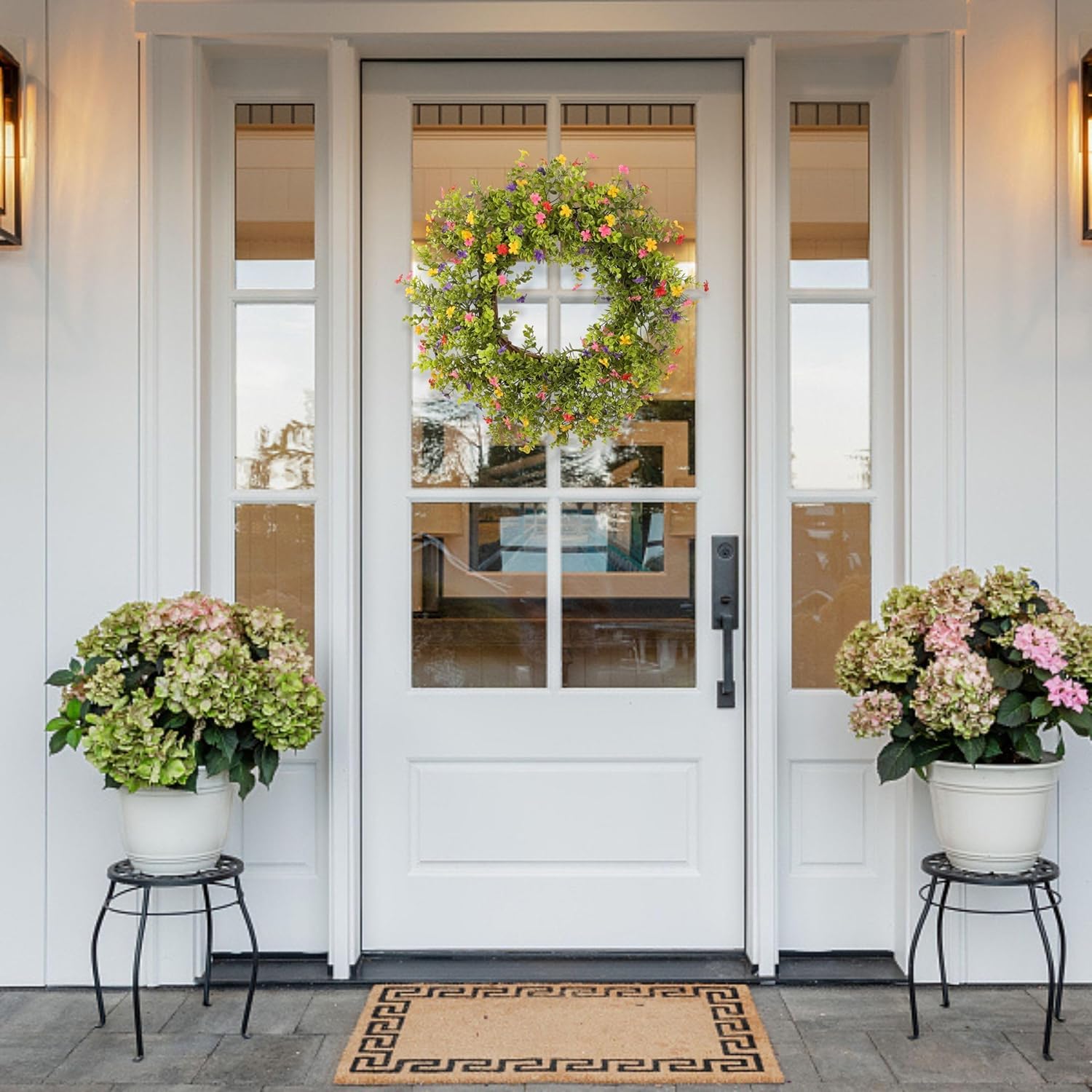 20 Inch Boxwood Wreath with Colorful Flowers