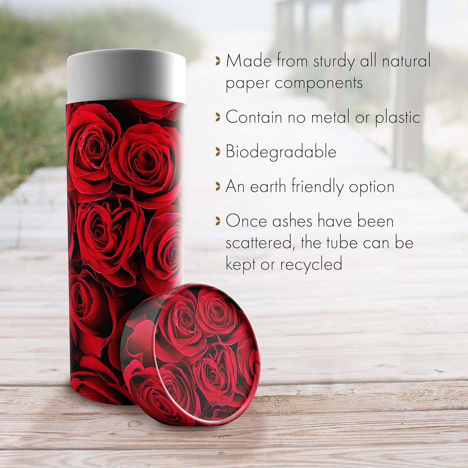 Crimson Rose Scattering Tubes for Human Ashes