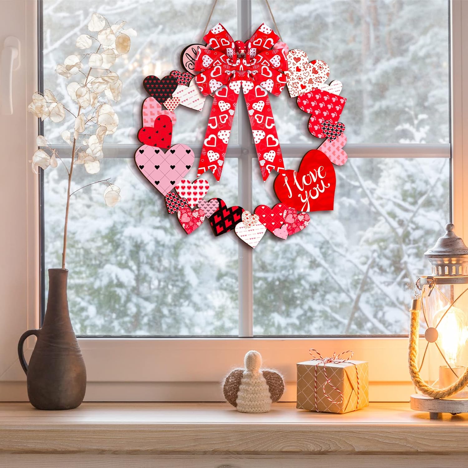 Yalikop Spring Heart Wreath Door Hanging Sign