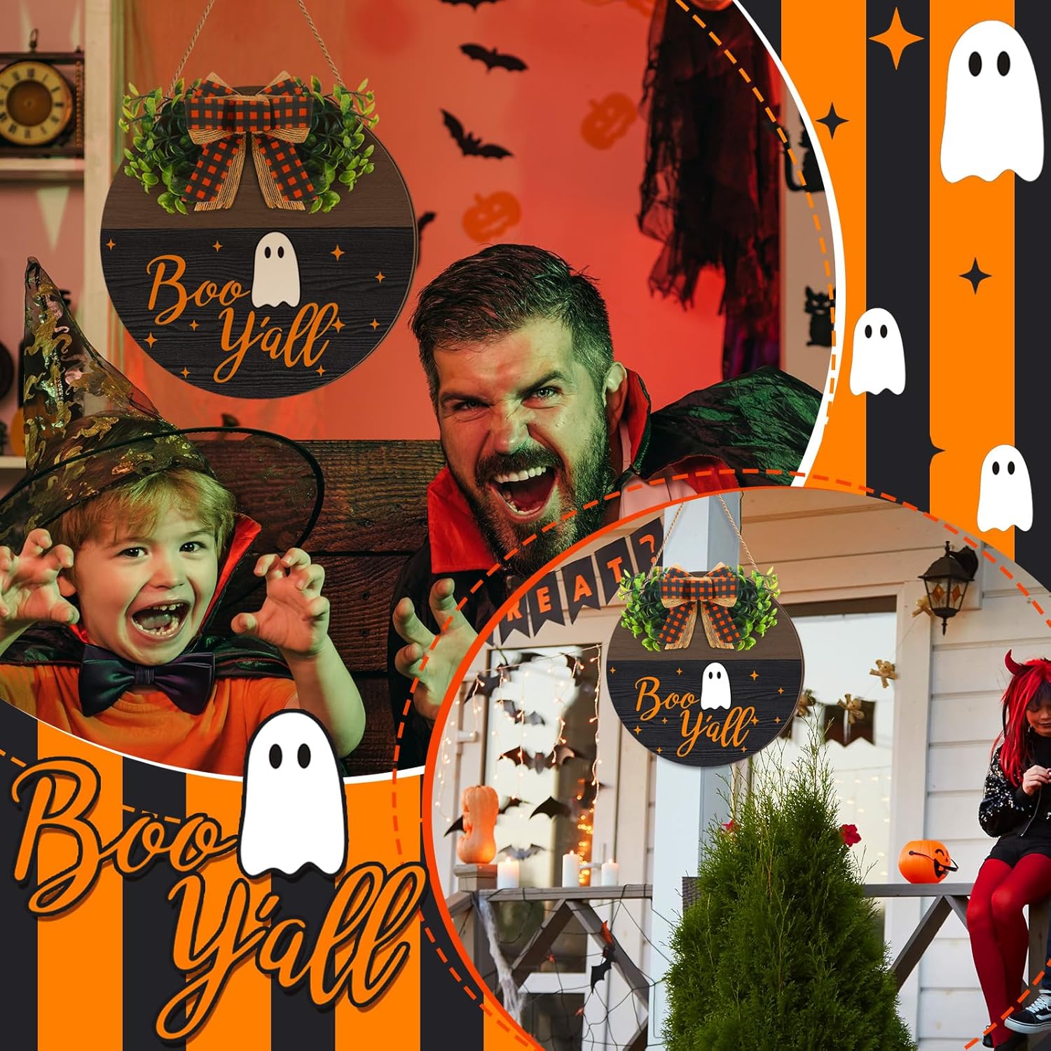 Halloween Wooden Ghost Sign Front Door Decor