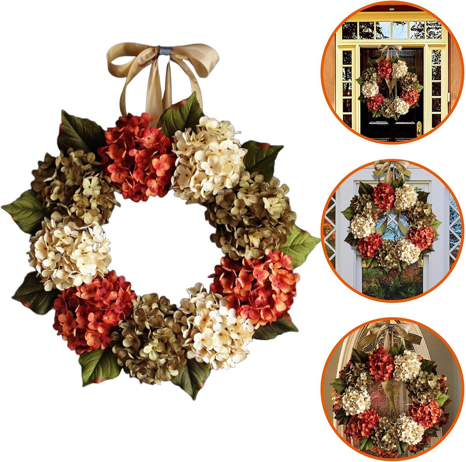 20 Inch Autumn Door Wreath with Leaves and Berries
