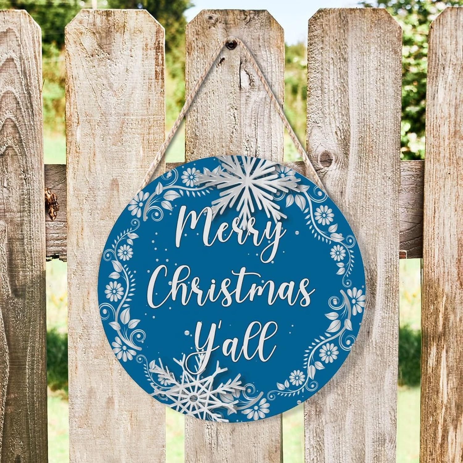 Christmas Gold Wreath Door Hanger Wood Sign