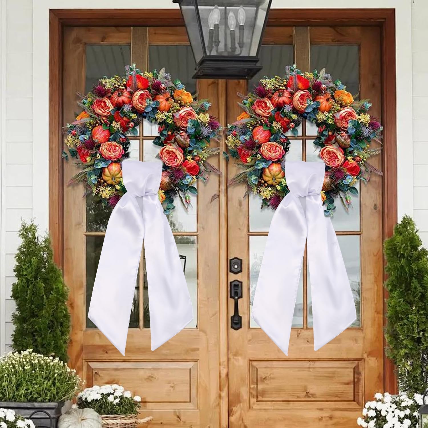 2 Pack Blank White Wreath Sash for Front Door