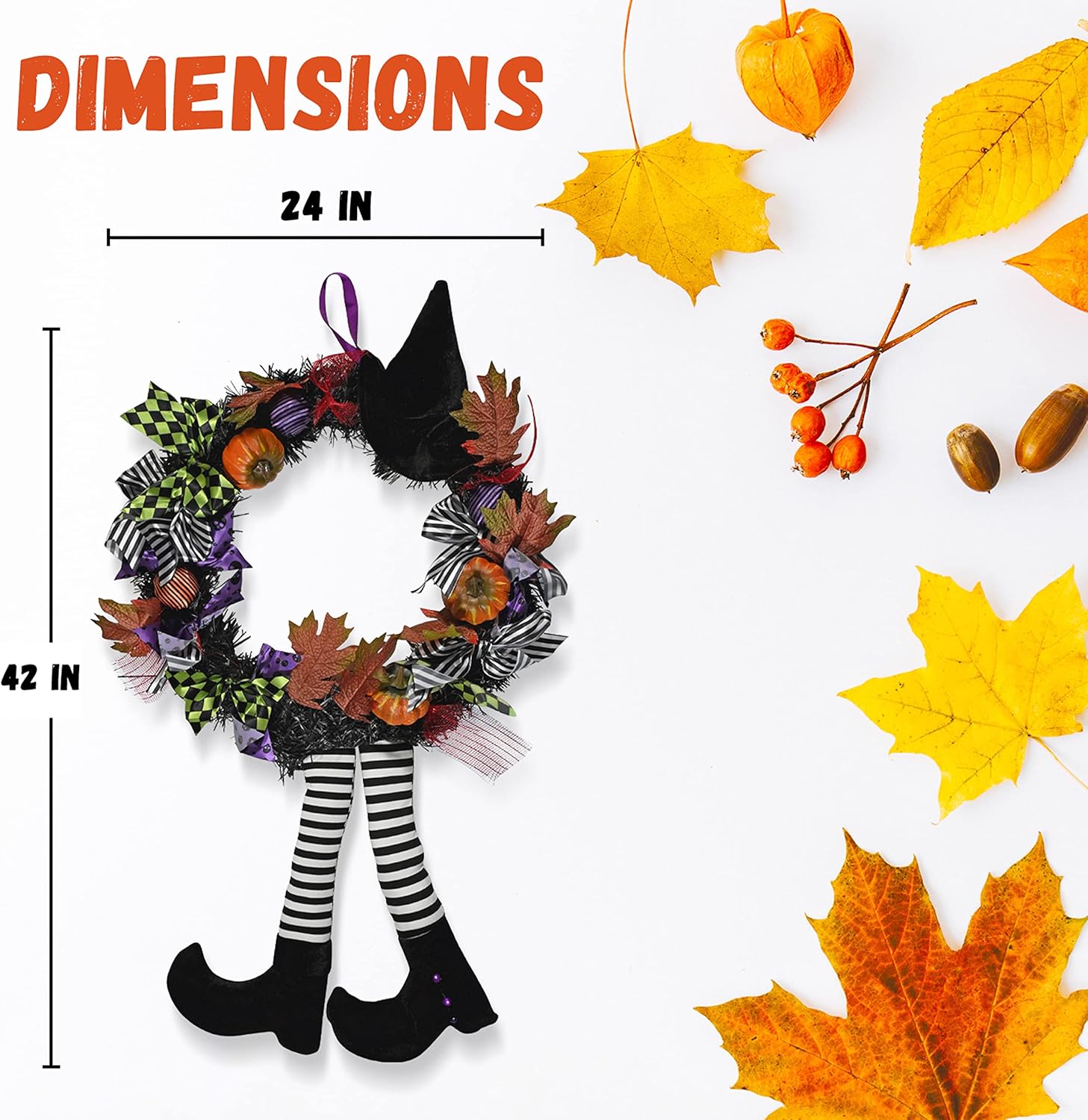 Skeleteen Halloween Witch Wreath 42 Inch Decor