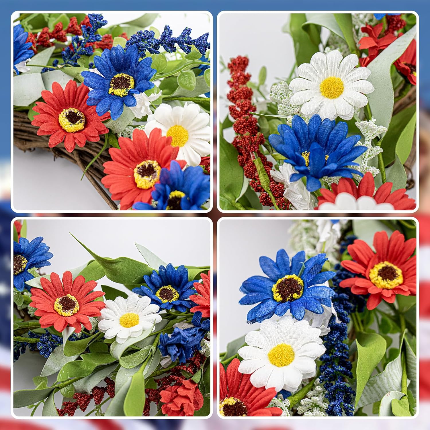 22 Inches Patriotic Wreath for Front Door and Wall