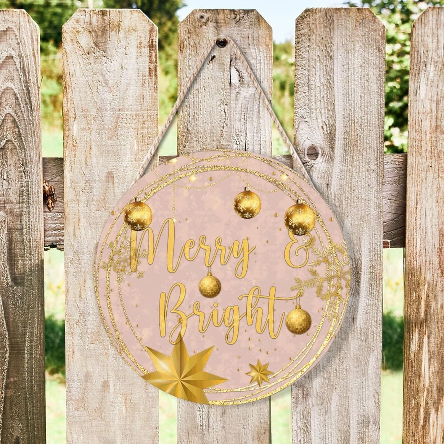 Christmas Gold Wreath Door Hanger for Home Decor