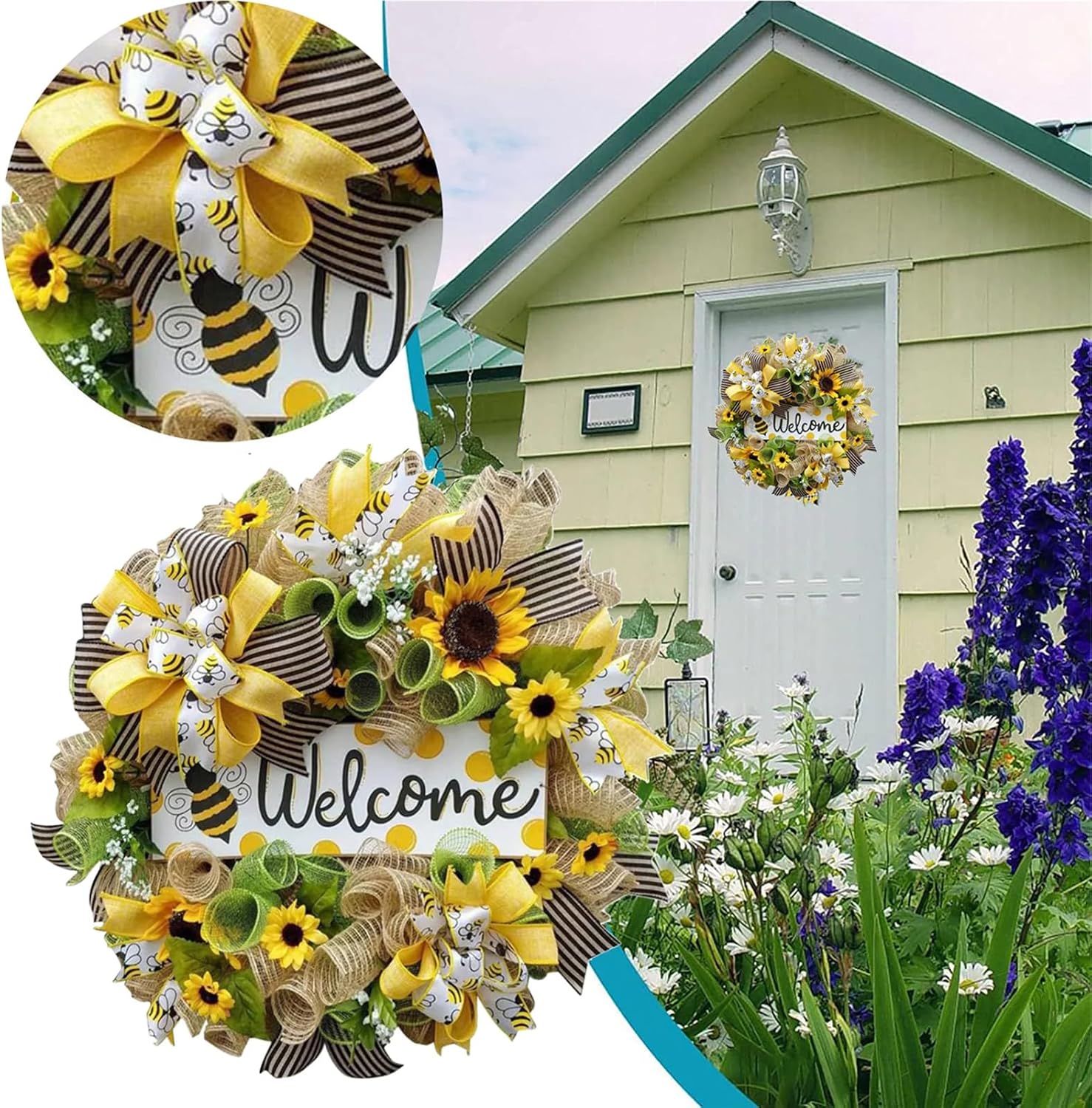 Generic Sunflower Front Door Wreath for All Seasons