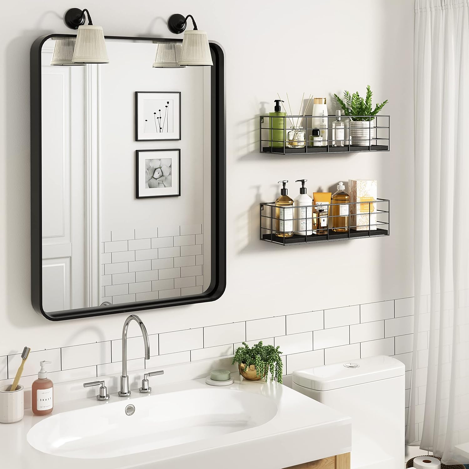 Fixwal 4 Set Floating Shelves Wall Decor Storage Black