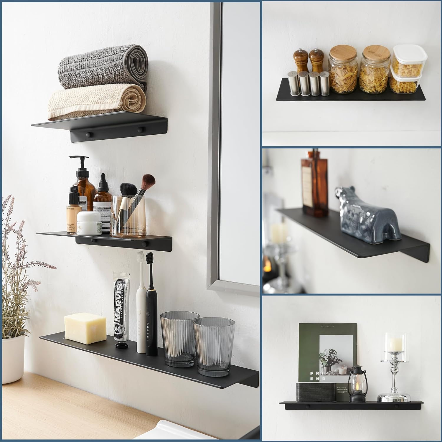 JOOM Metal Floating Shelf 12 Black for Wall Storage