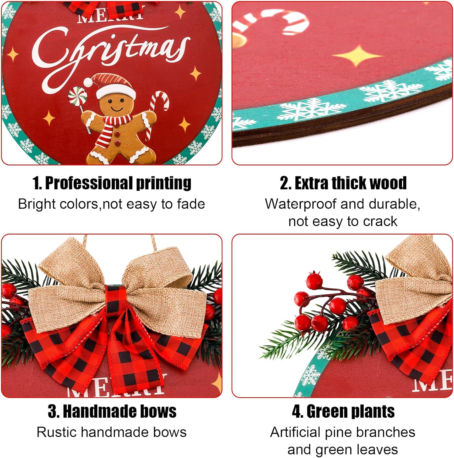 Gosknor Christmas Wreath Hanging Sign for Front Door