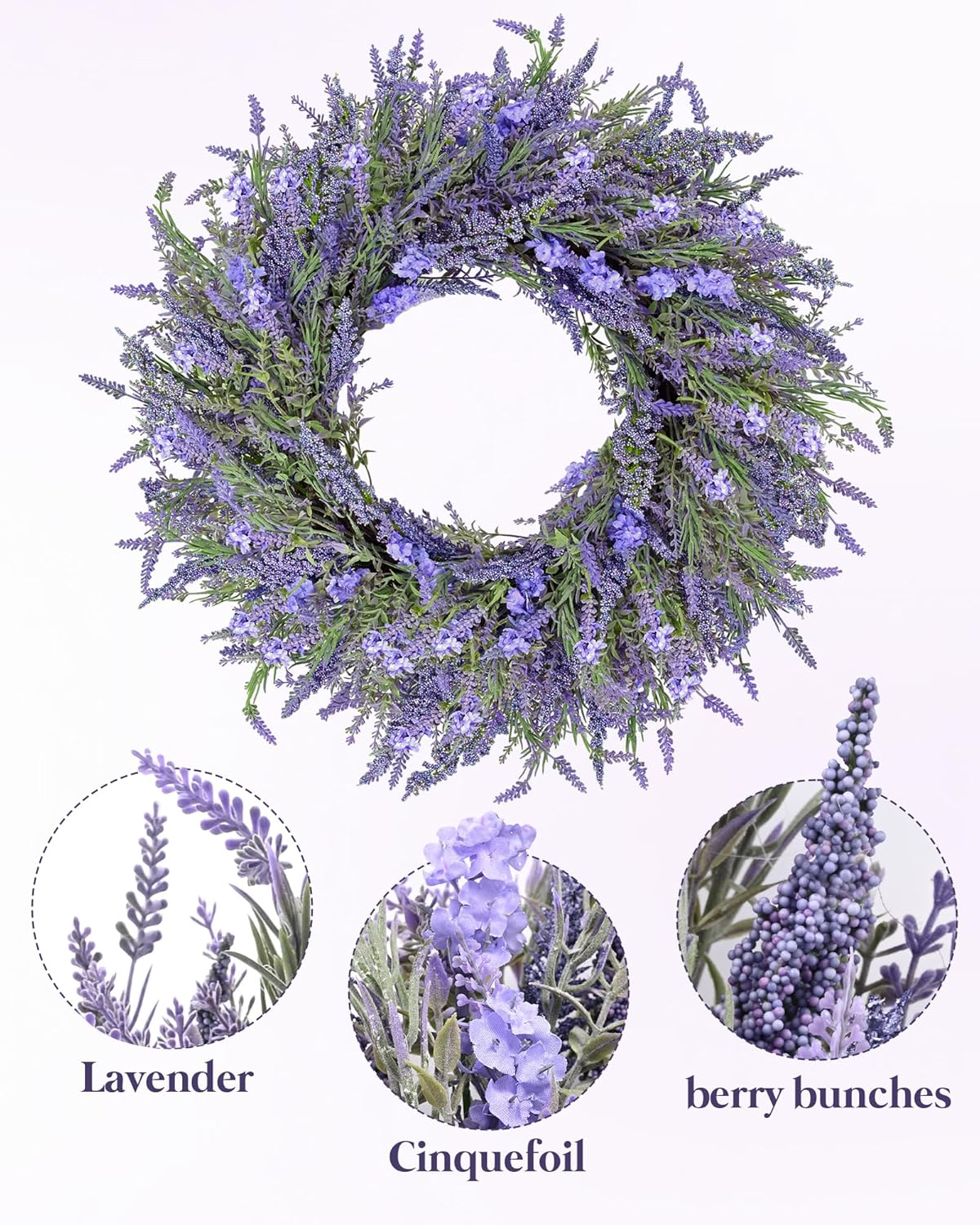 DDHS Lavender Wreath 24 Inch All Seasons Decor