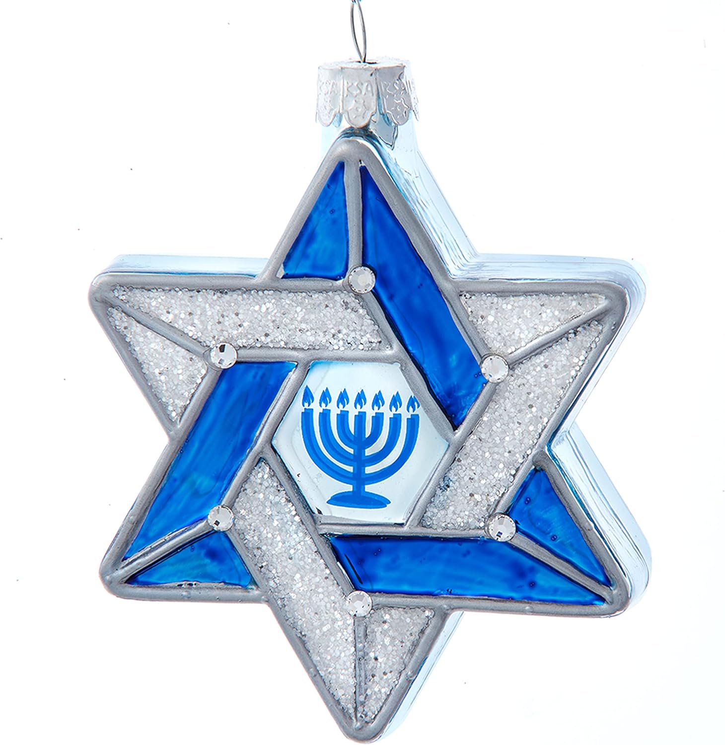 Kurt Adler 4 Inch Noble Gems Glass Star of David Ornament