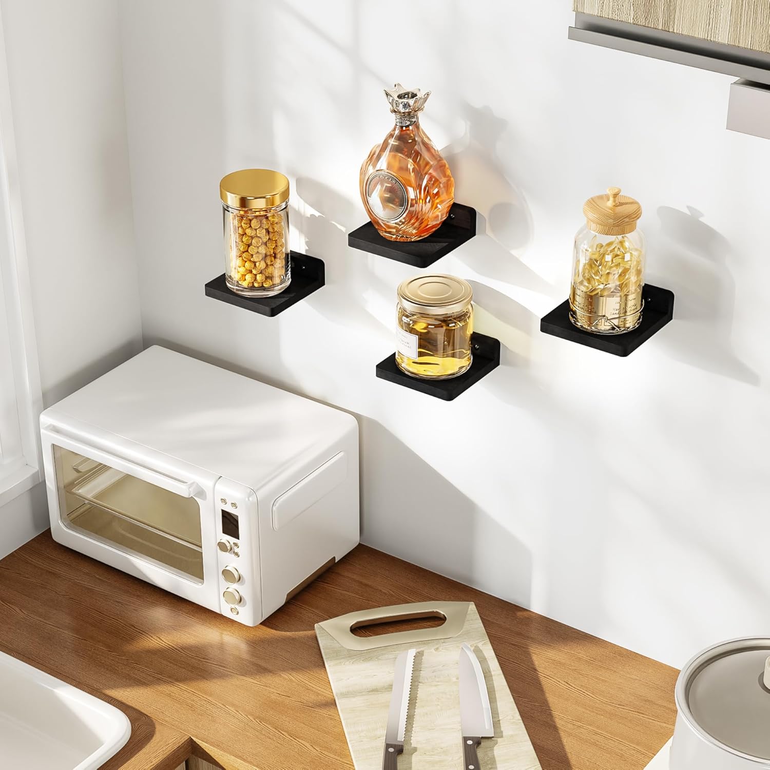 SRIWATANA 5 Inch Floating Shelves Set of 4