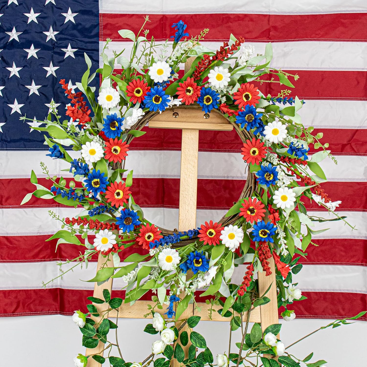 22 Inches Patriotic Wreath for Front Door and Wall