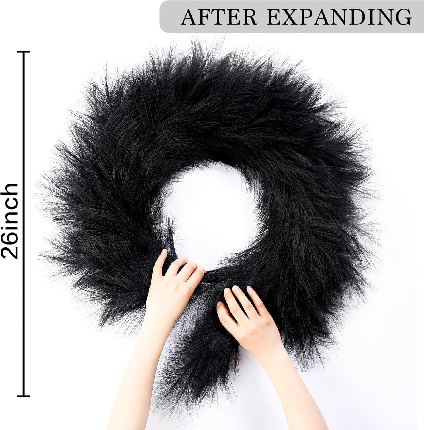 Sggvecsy 26 Inch Faux Pampas Grass Wreath Black
