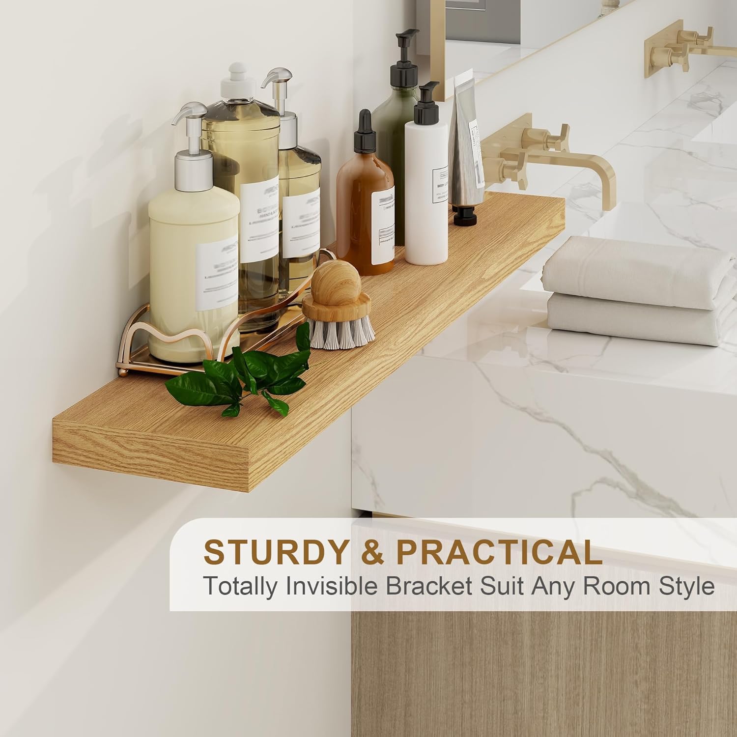 Fun Memories Floating Shelves Set of 2 24 Inch Oak Wood