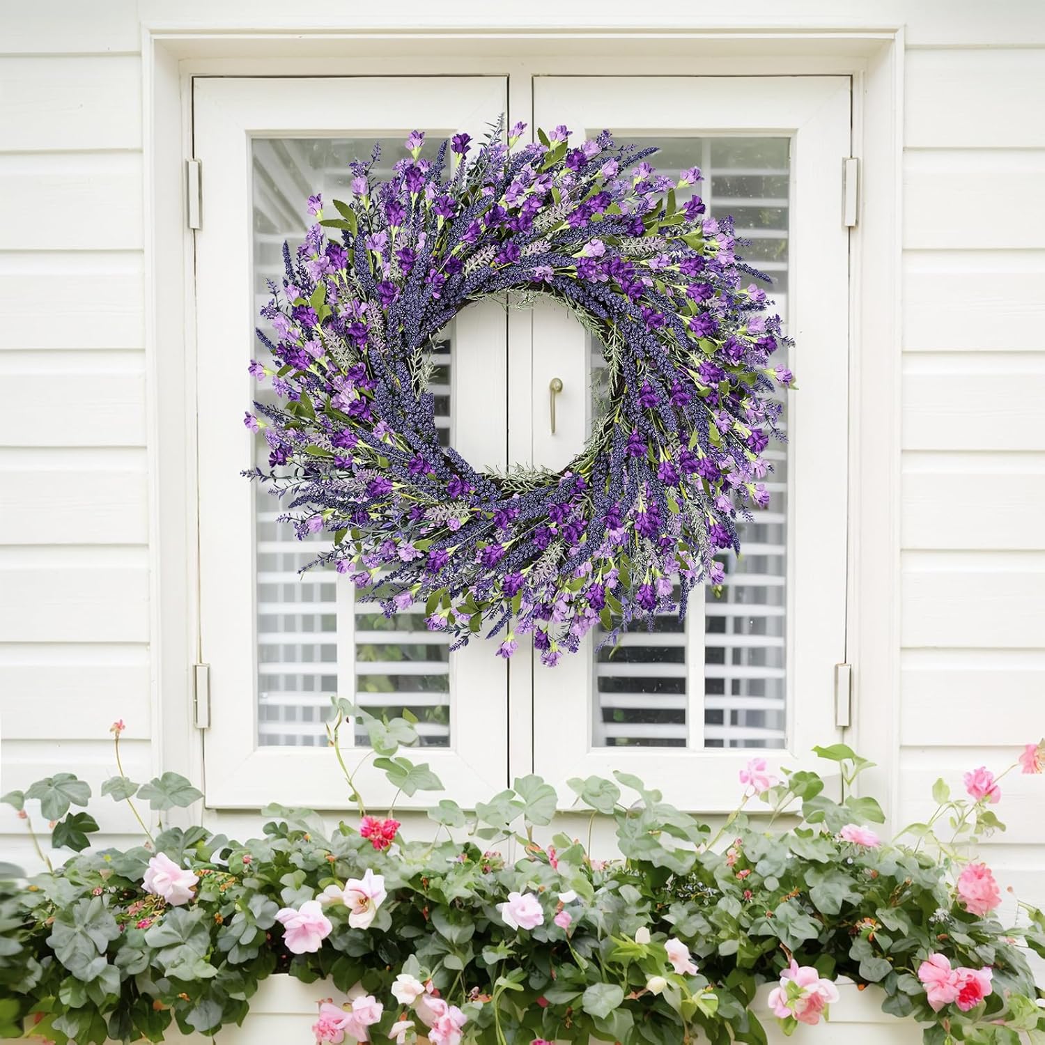 26 Inch Purple Lavender Wreath for Front Door Wedding Farmhouse
