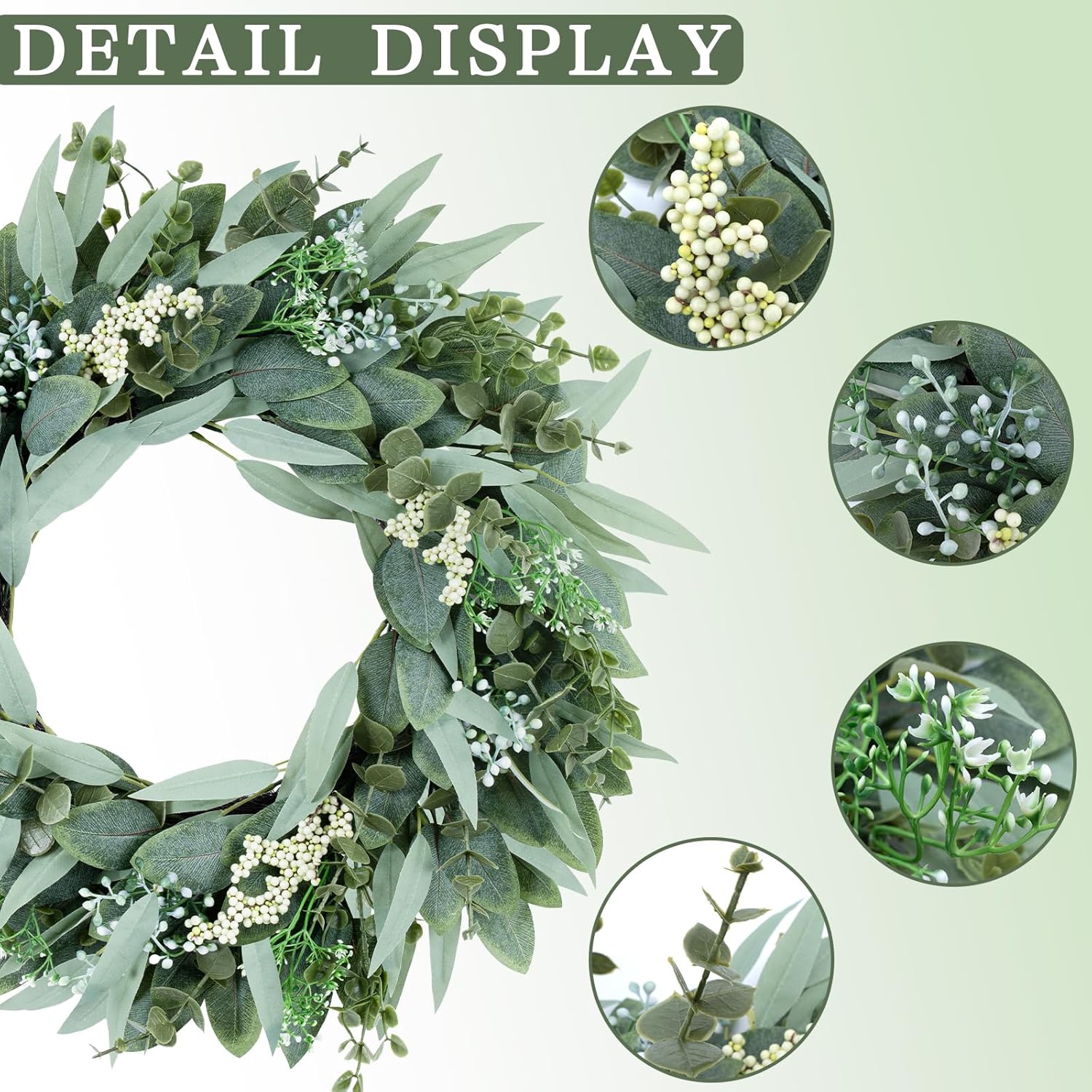 26 Inch Eucalyptus Wreath Artificial Greenery
