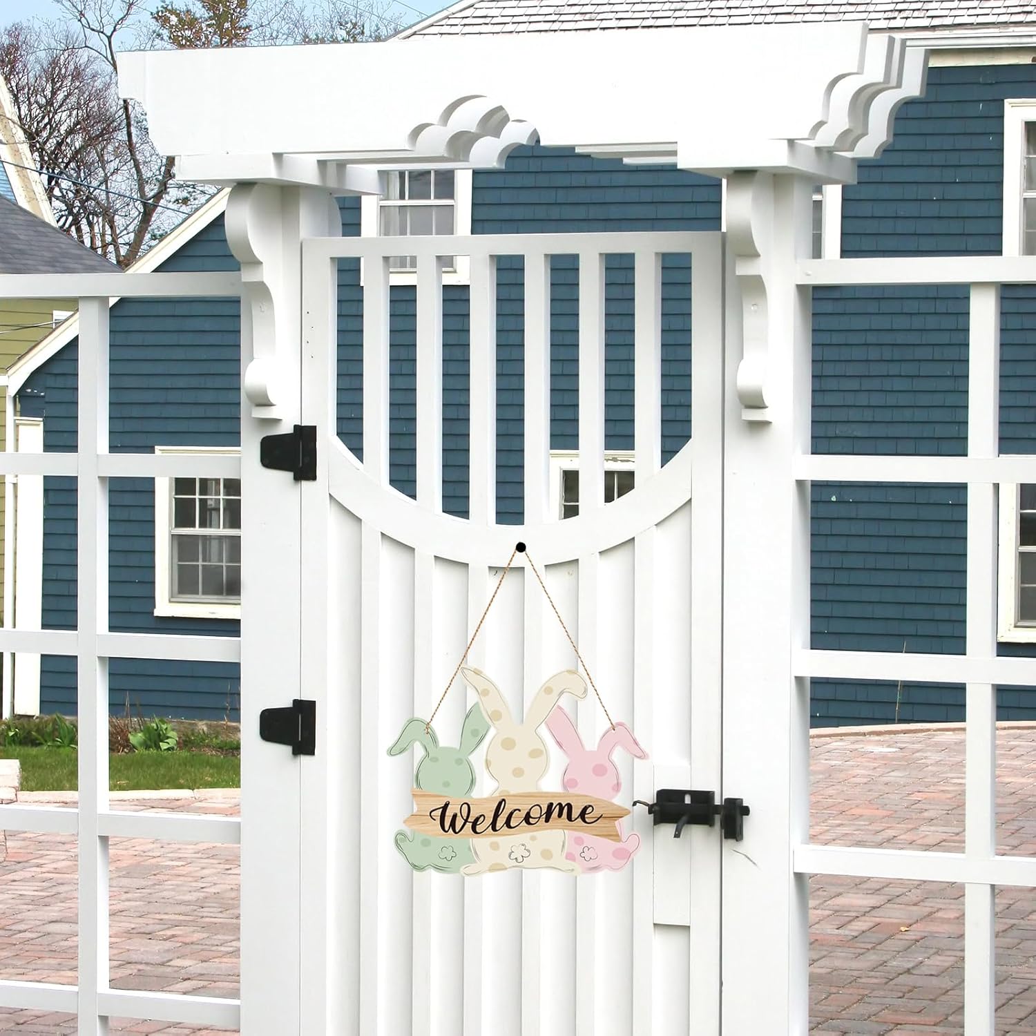 Easter Door Sign with Cute Bunny Welcome Decor