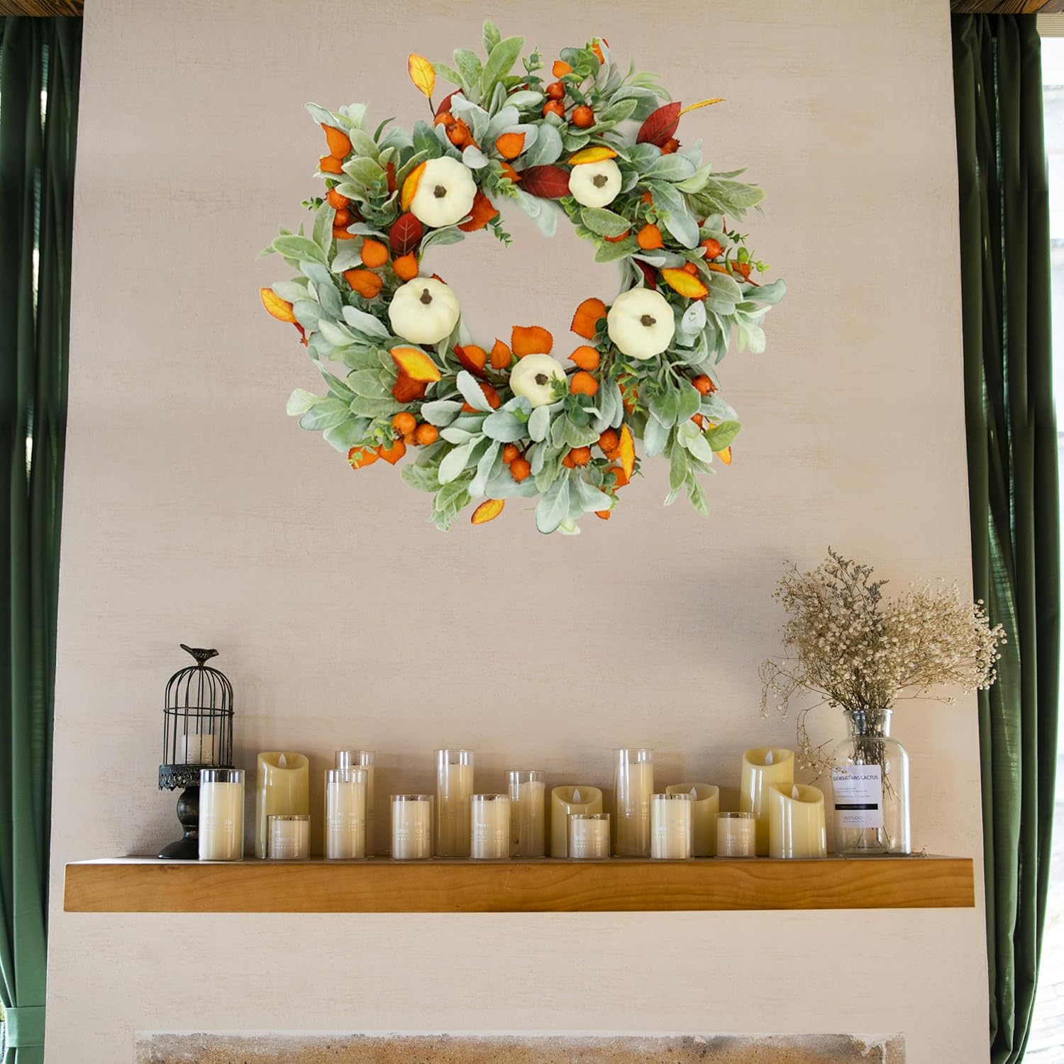 Autumn Pumpkin Wreath for Front Door Decor