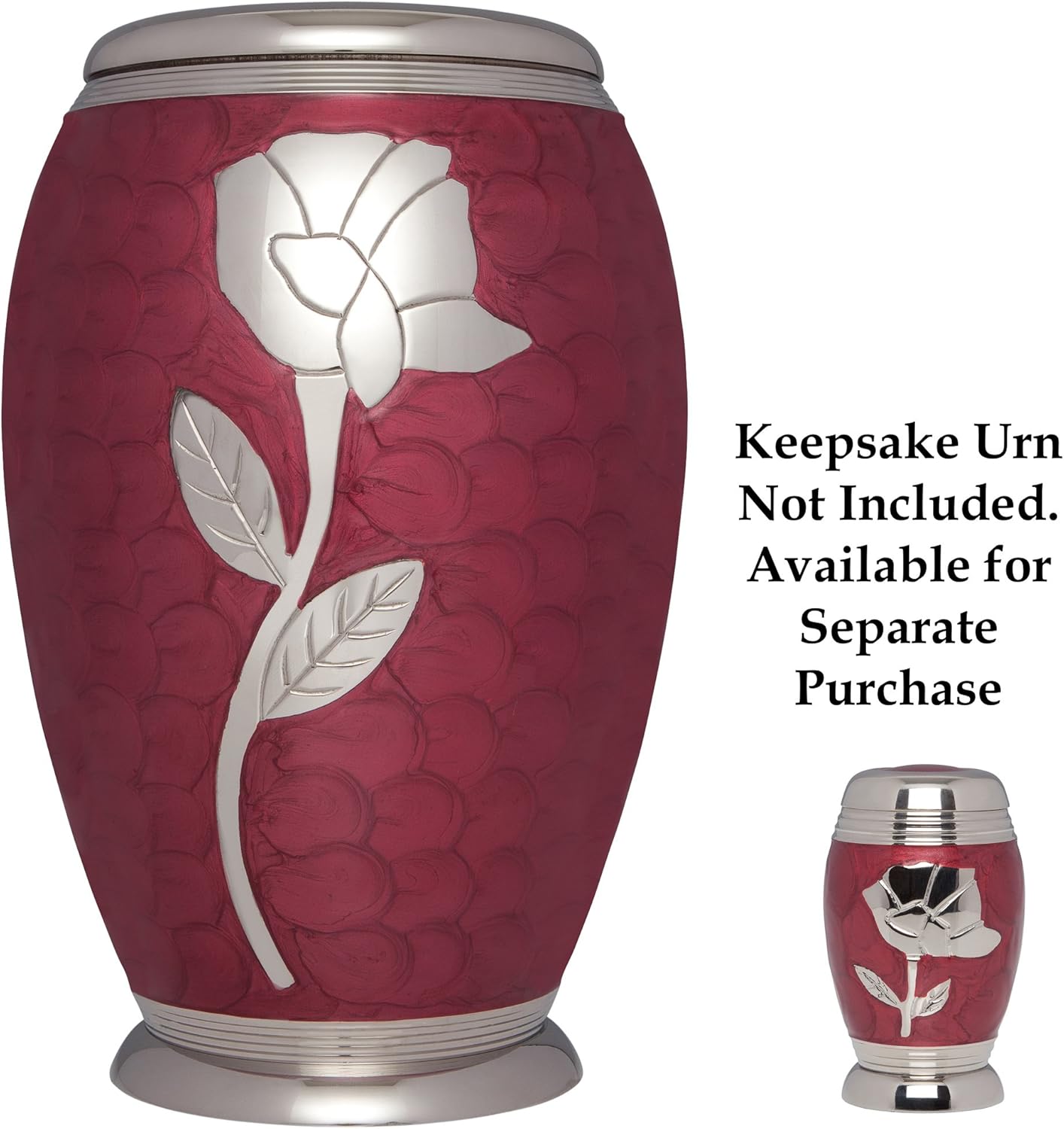 Red Rose Cremation Urn - Handmade Brass - Adult Size - Talia Model