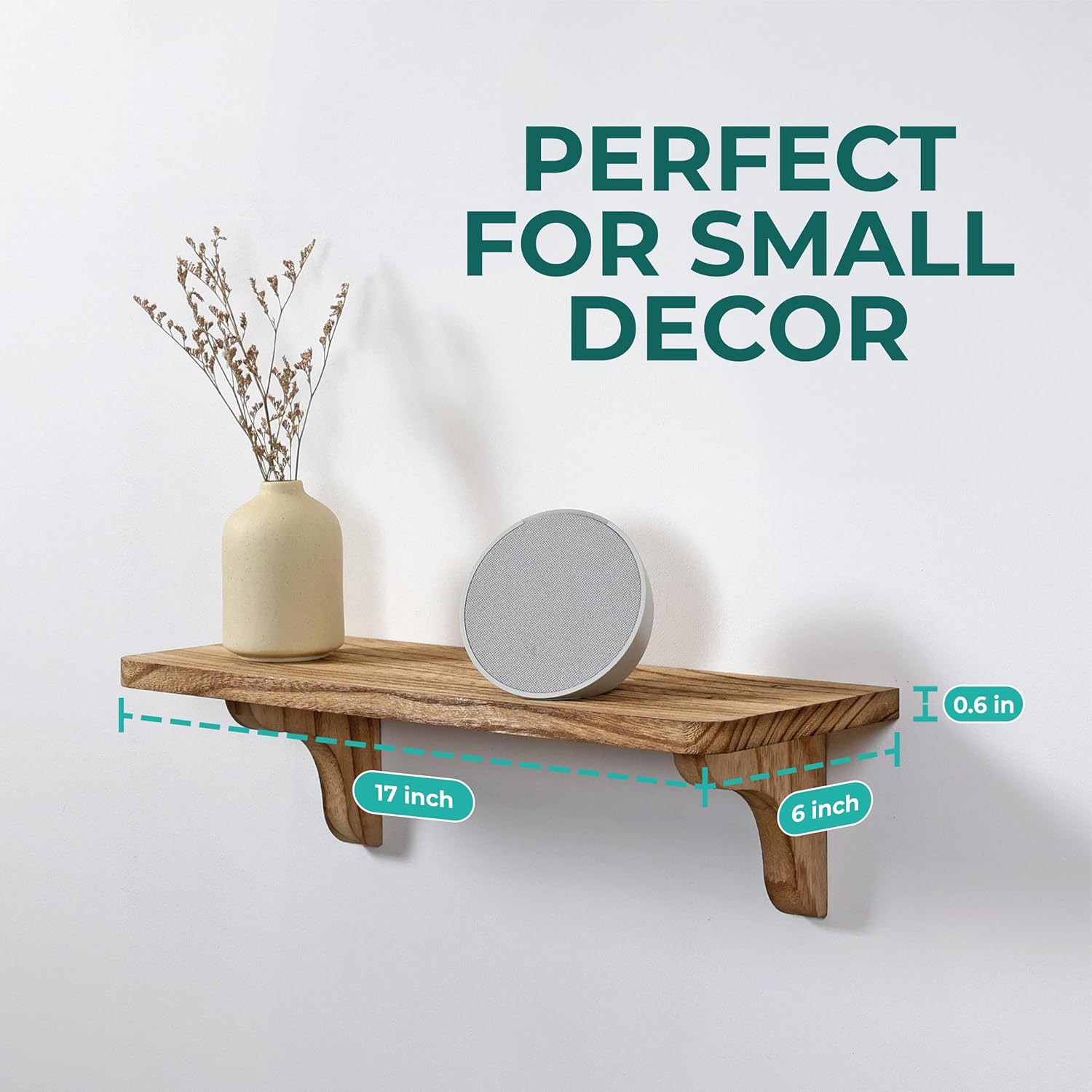 Real Wood Wall Shelf Set of 3 - 17 Inch