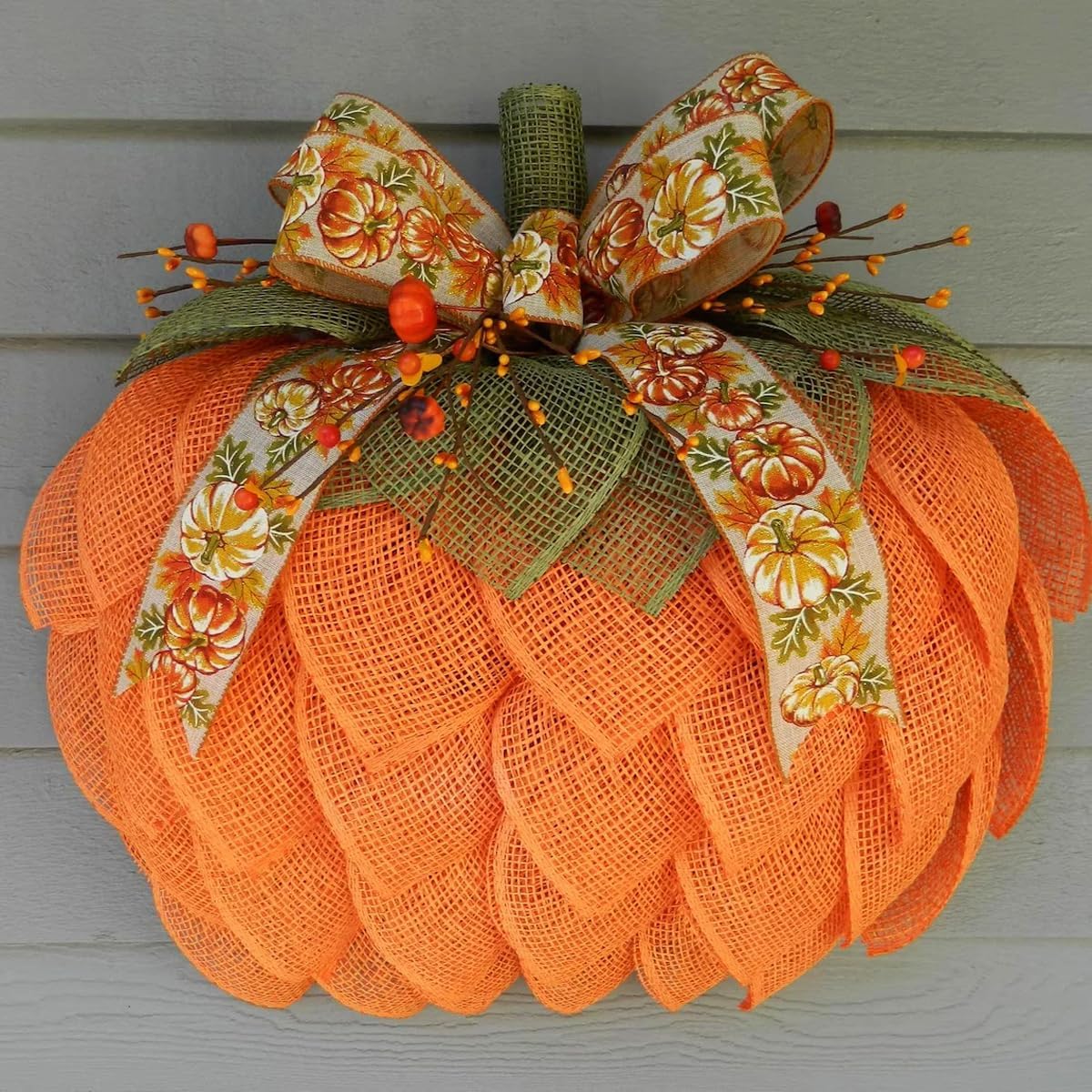 Farmhouse Pumpkin Wreath for Front Door Autumn Decor