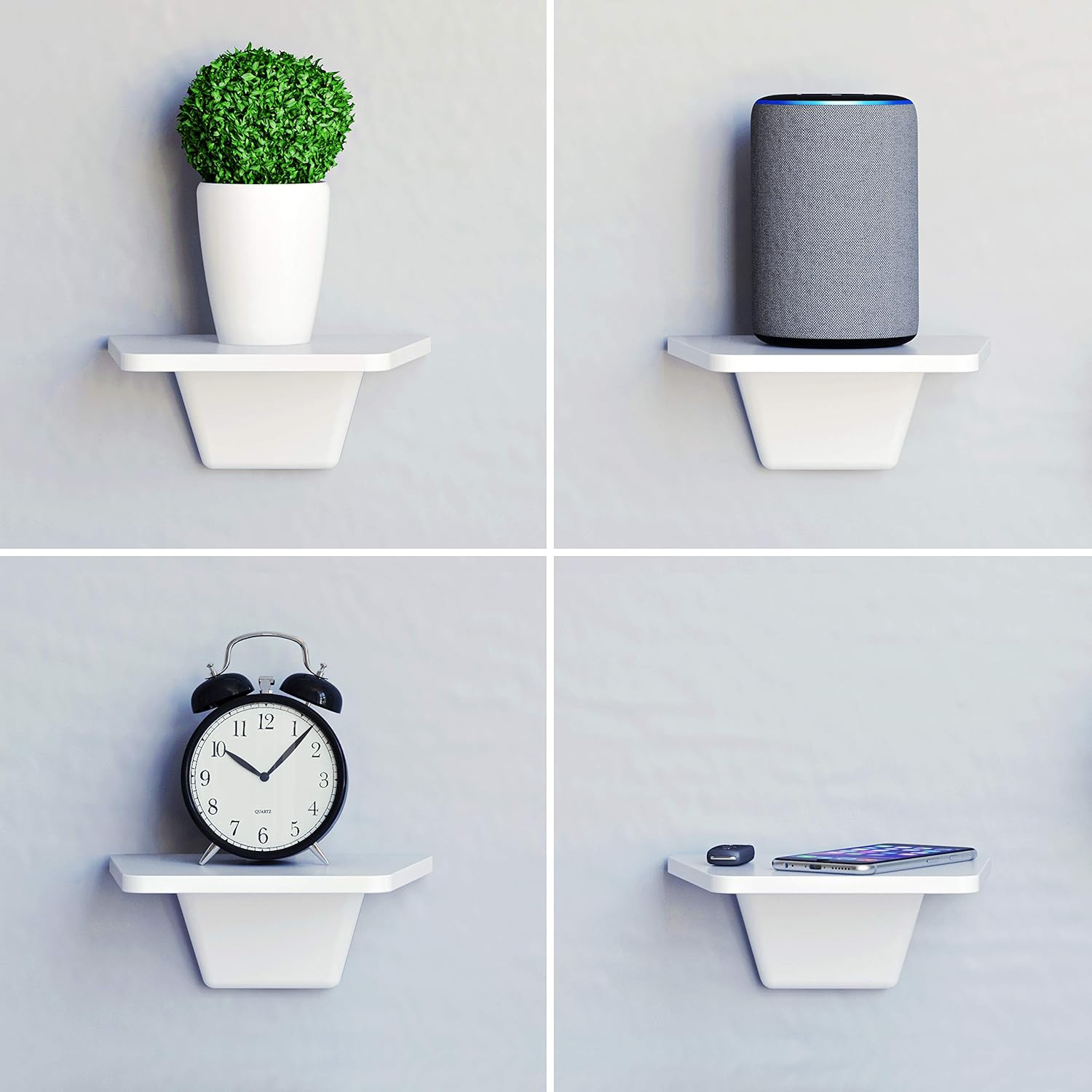 White Floating Shelf Set of 2 No Drill Wall Mount