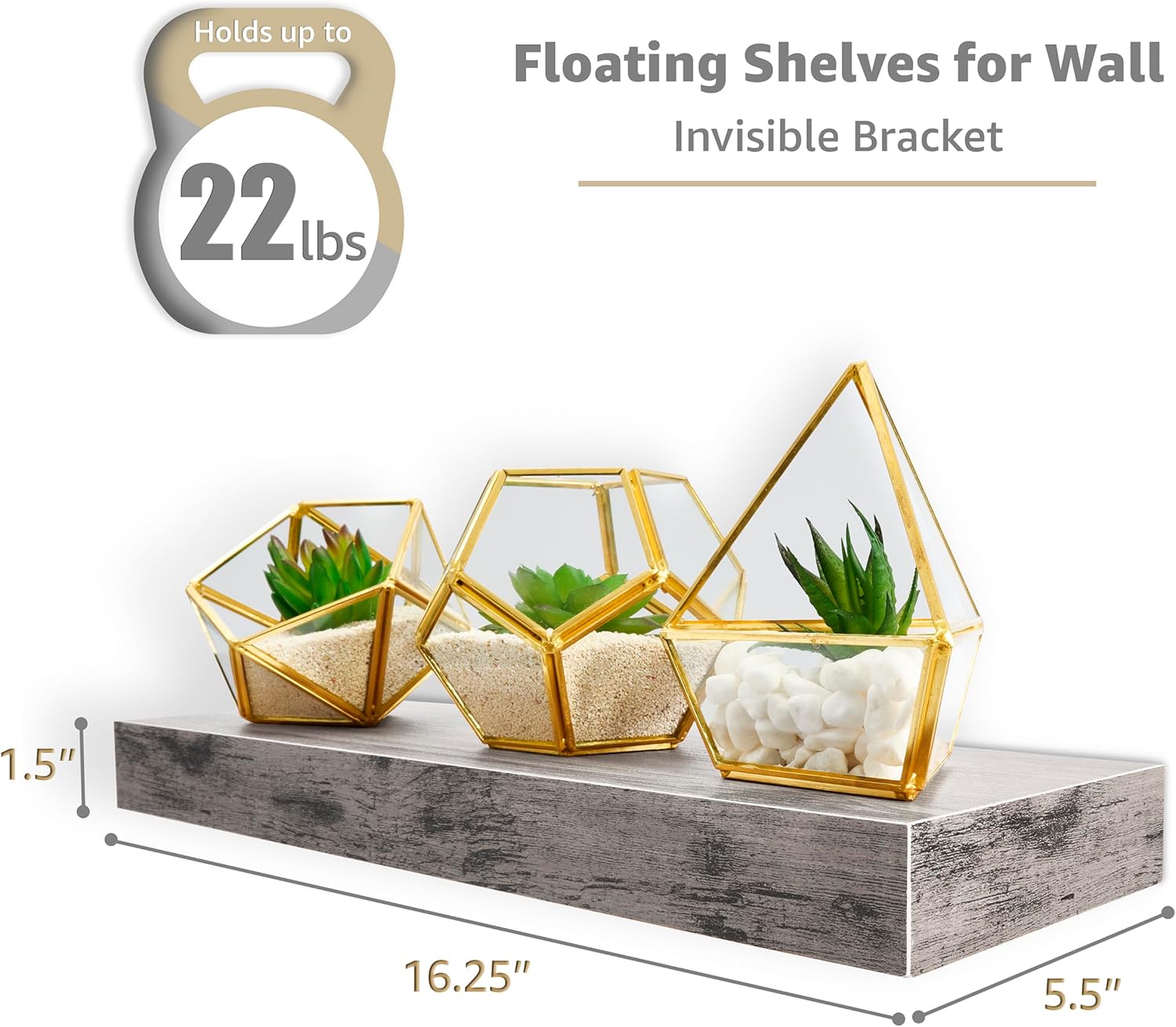 Sorbus Floating Shelves Wall Mounted Gray 2 Pack