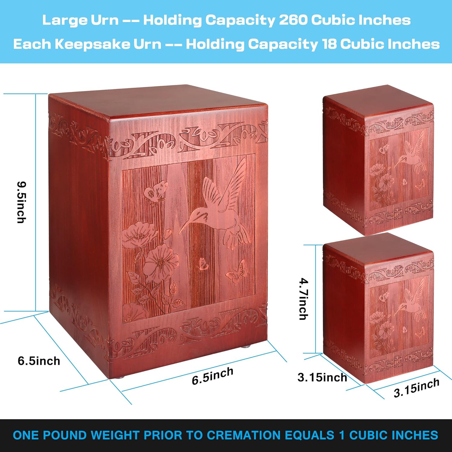 Wooden Cremation Urn for Human Ashes