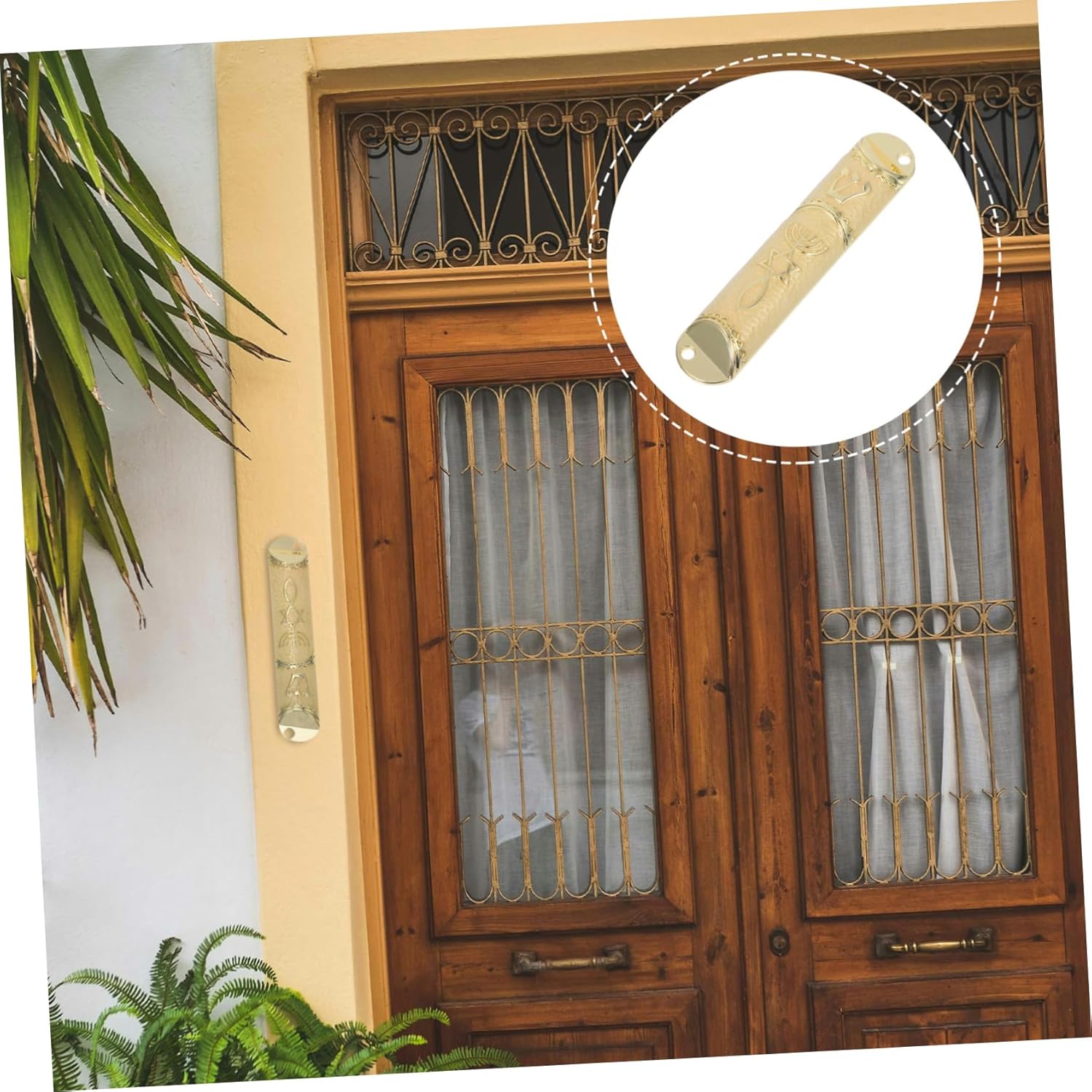 Unomor Classic Silver Mezuzah with Scroll Door Decor