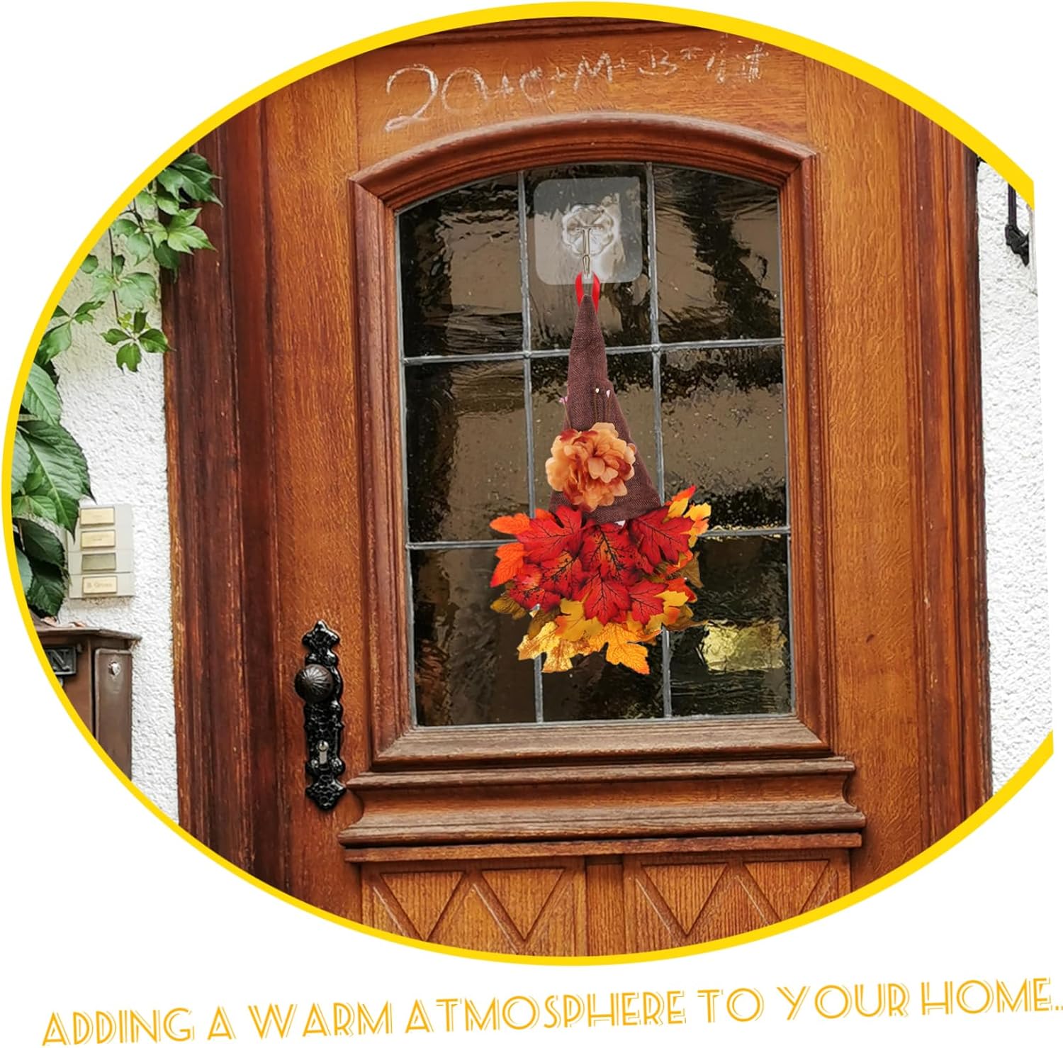 Front Door Autumn Wreath with Gnome Design