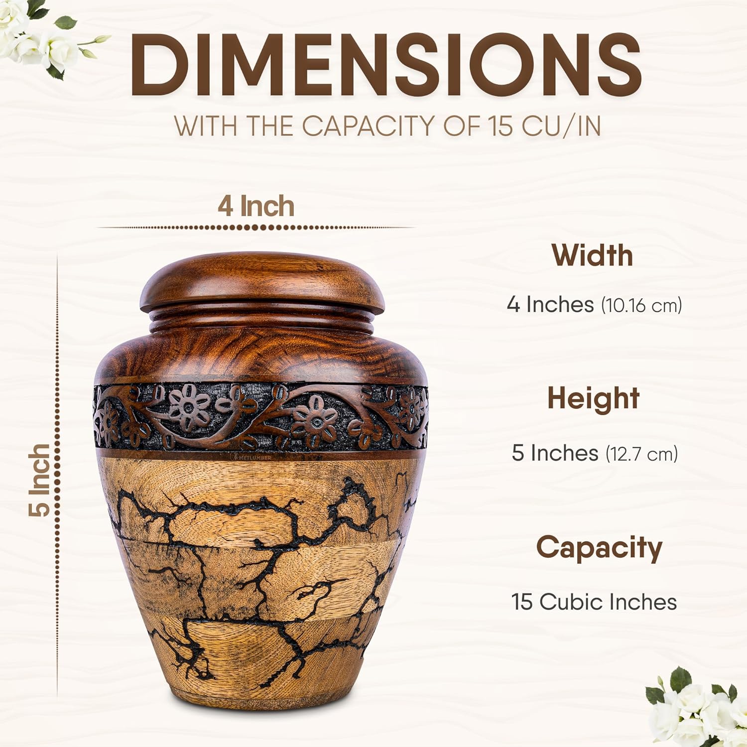 Premium Hand-Carved Wooden Cremation Urn